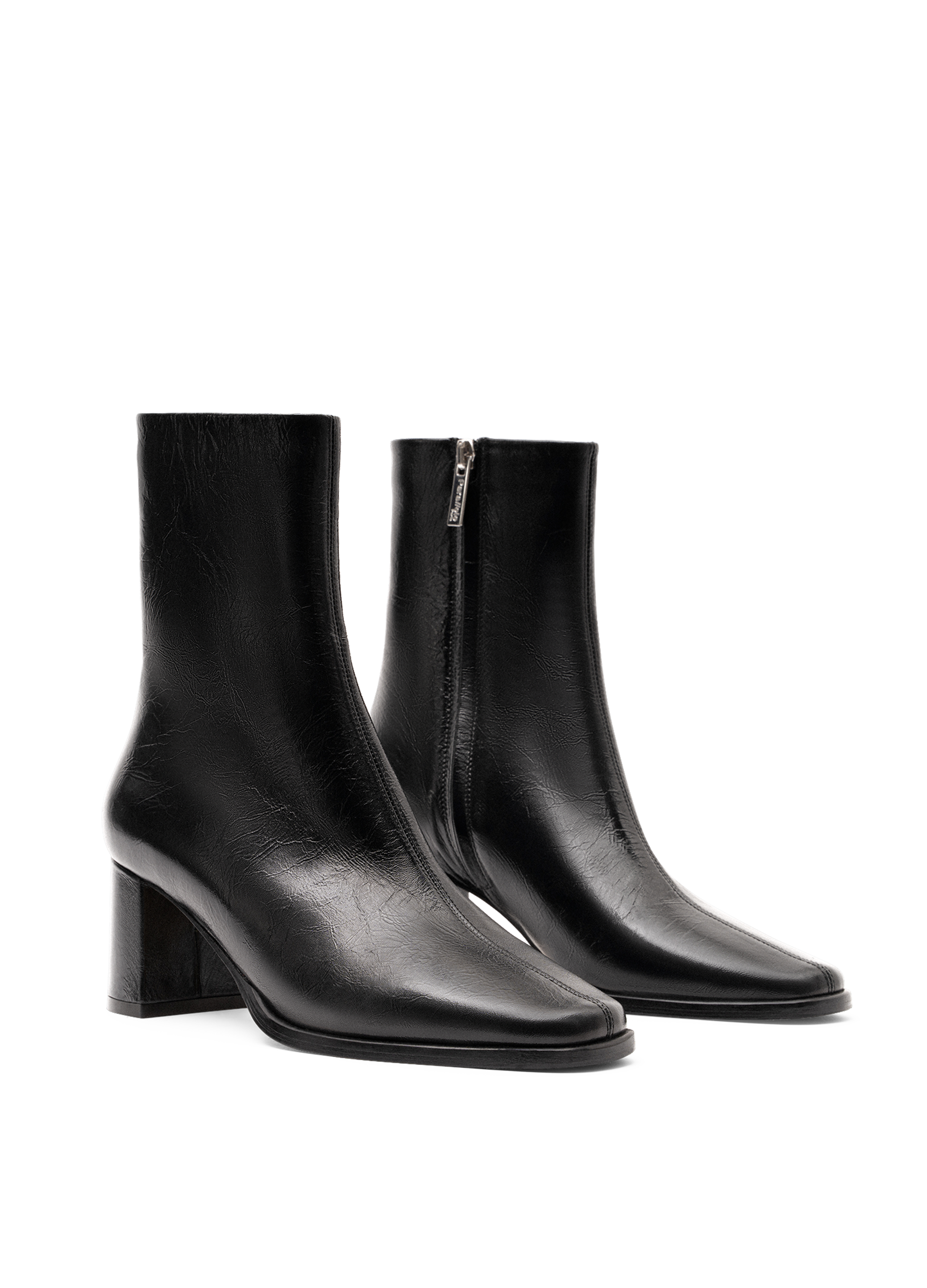 Black soft nappa leather ankle boots PARALLELE PARIS Black