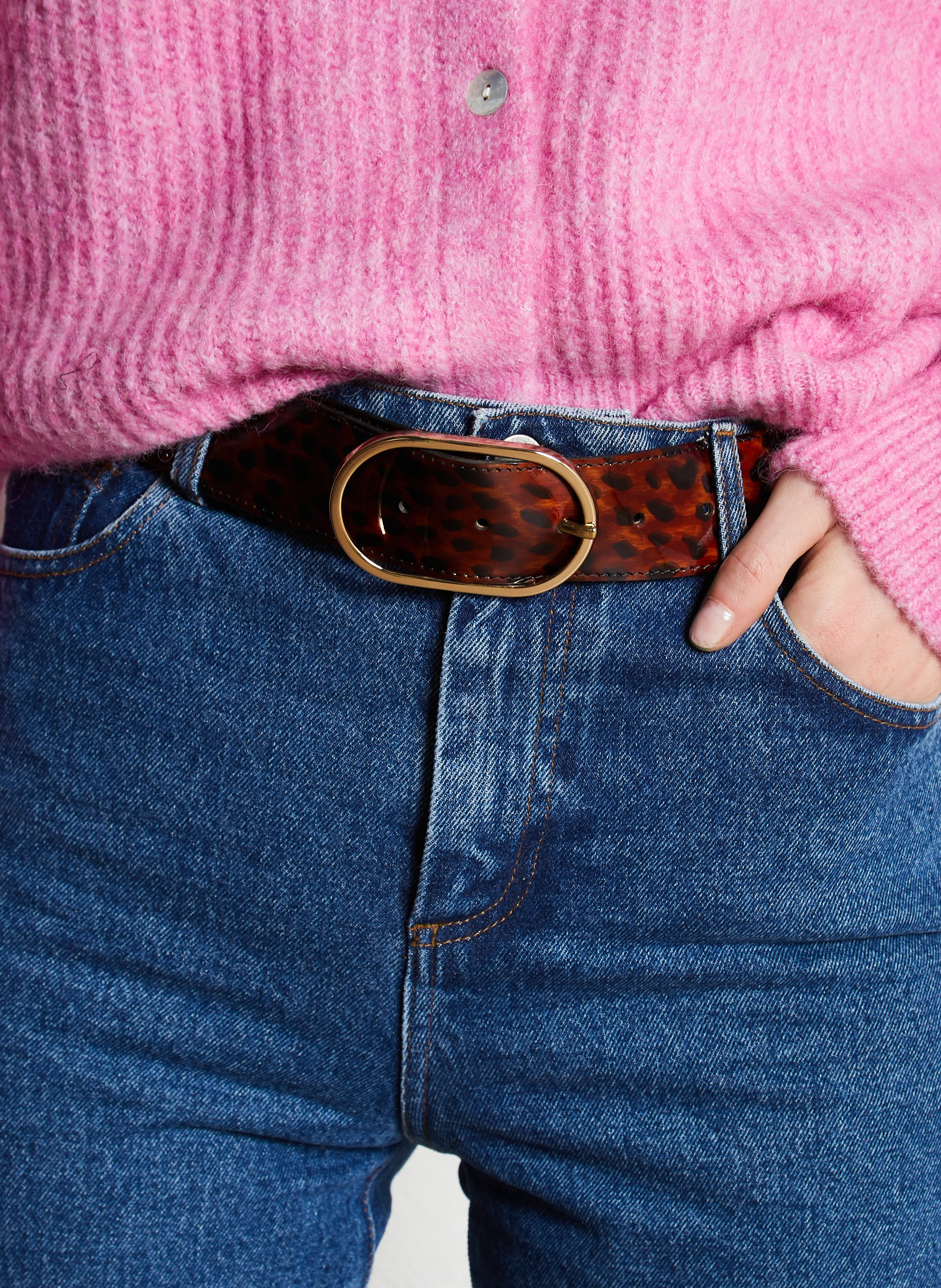 Leopardenmuster Gürtel HERBERT FRERE SOEUR Braun