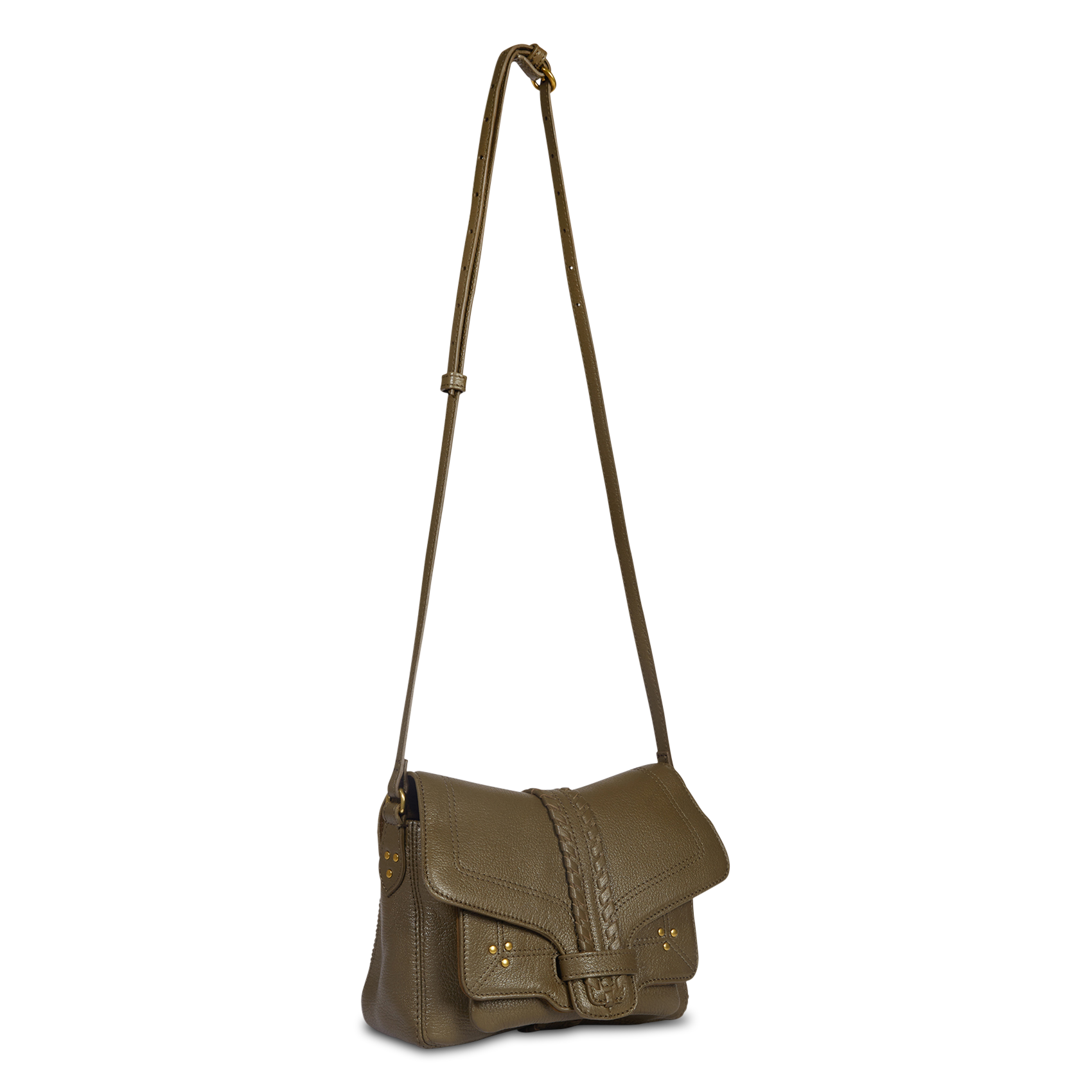 Sac bandoulière à rabat en cuir JEROME DREYFUSS Khaki