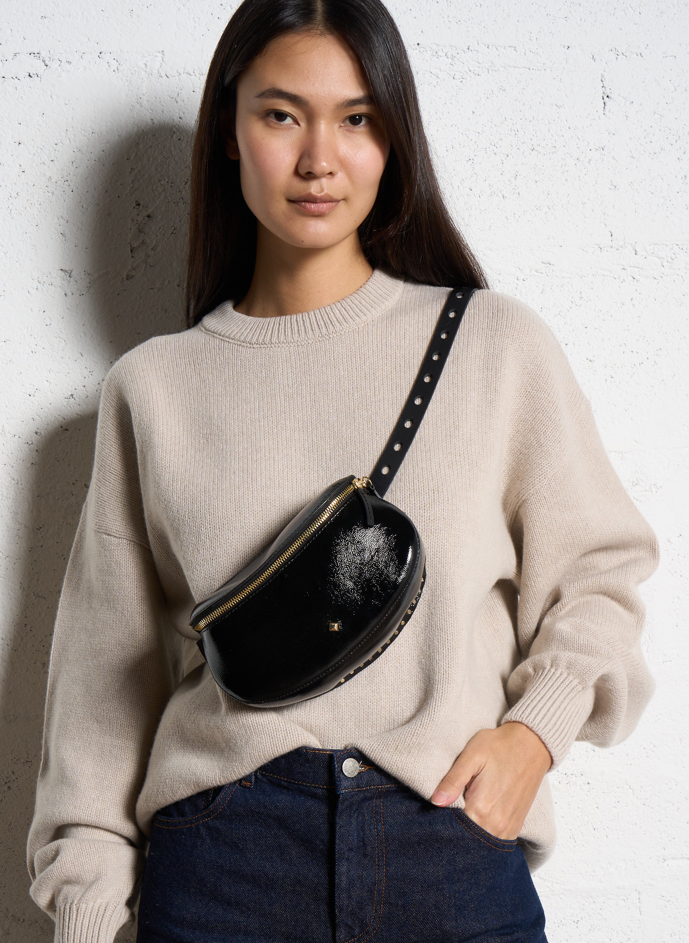 Hüfttasche aus Lackleder HERBERT FRERE SOEUR Schwarz