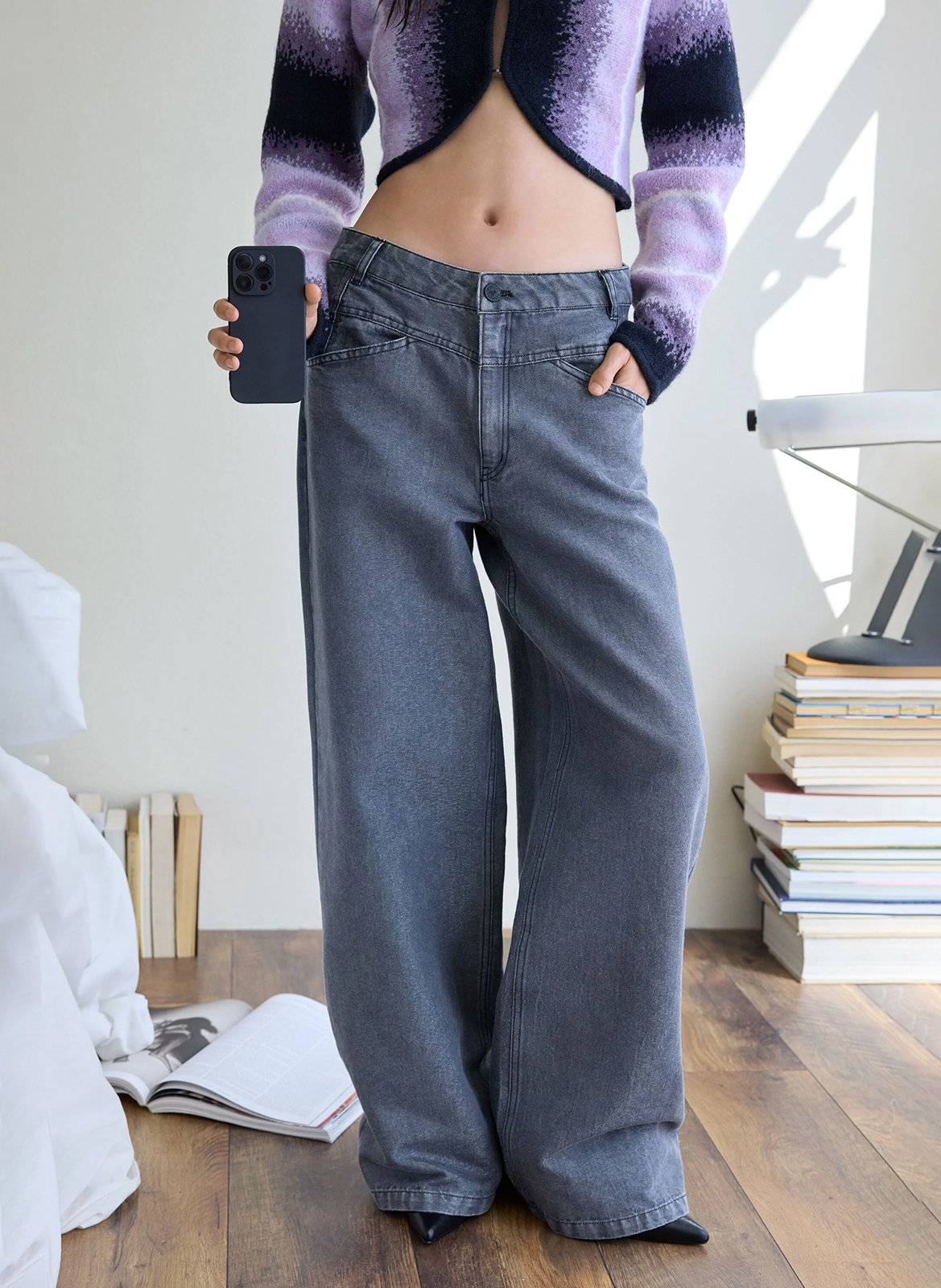 Jean large en coton mélangé DESIGUAL Noir