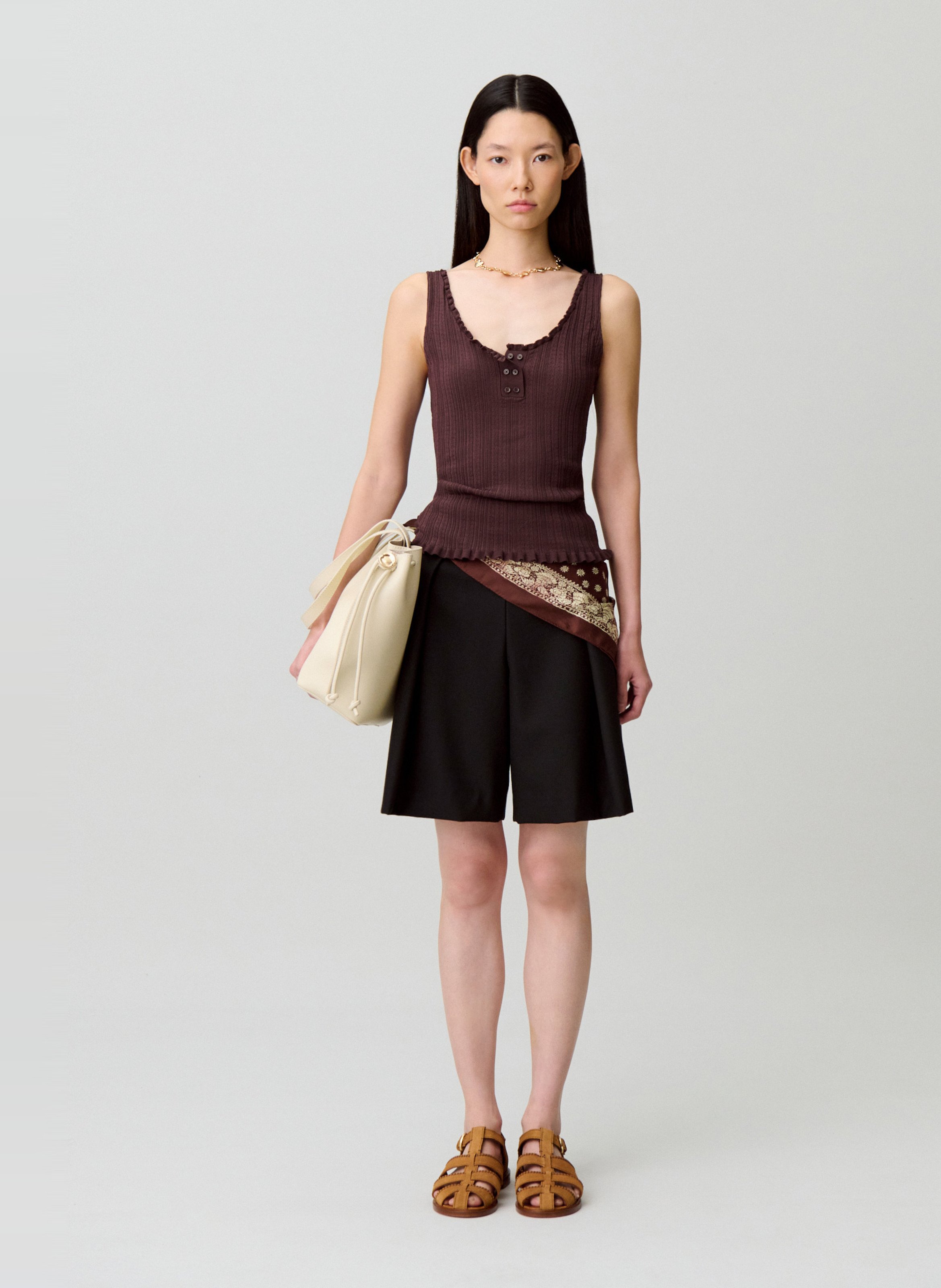 Malilen U-neck sleeveless top CLAUDIE PIERLOT Brown