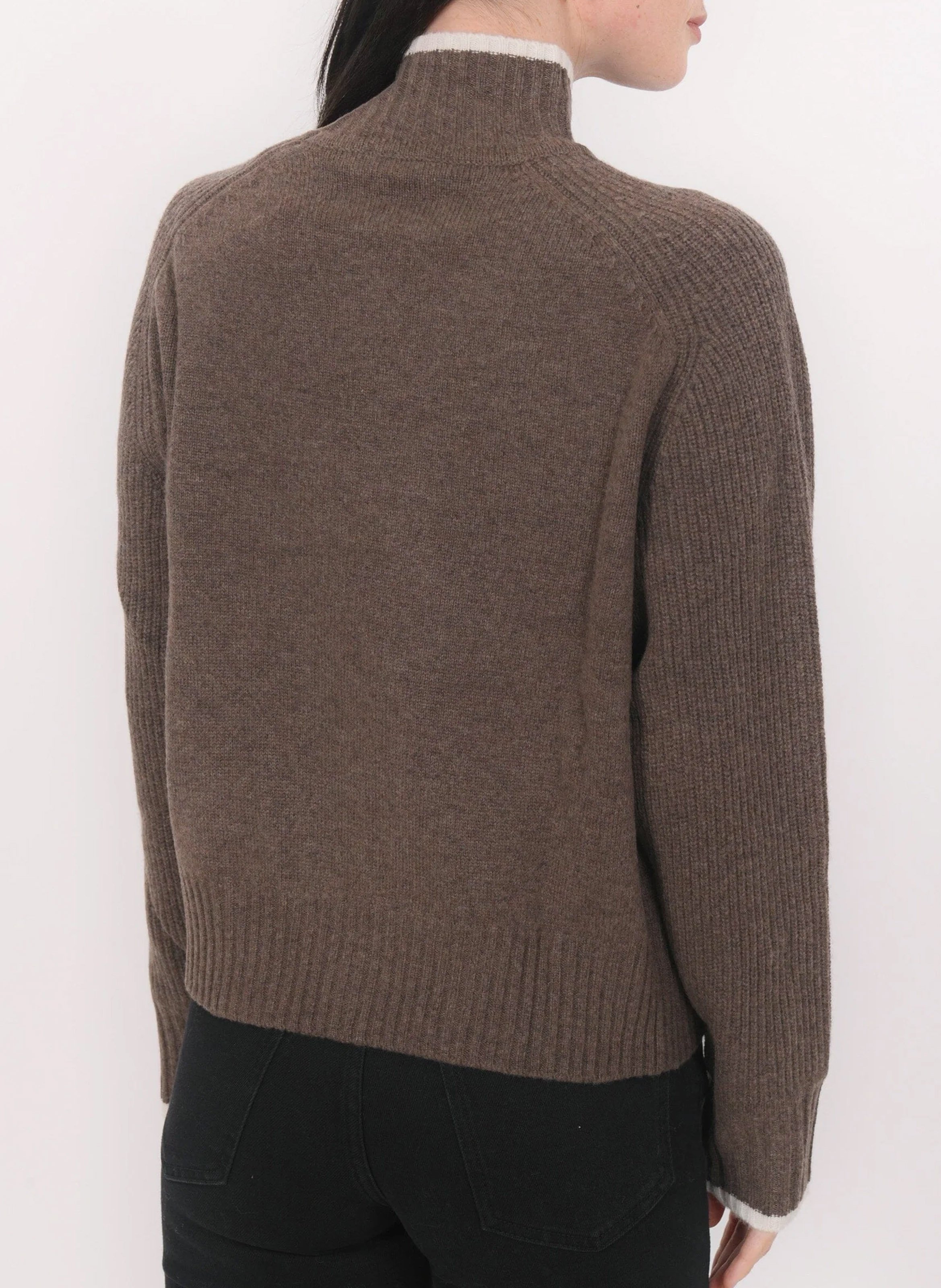 Pull oversize col montant en laine et cachemire KOOKAI Marron