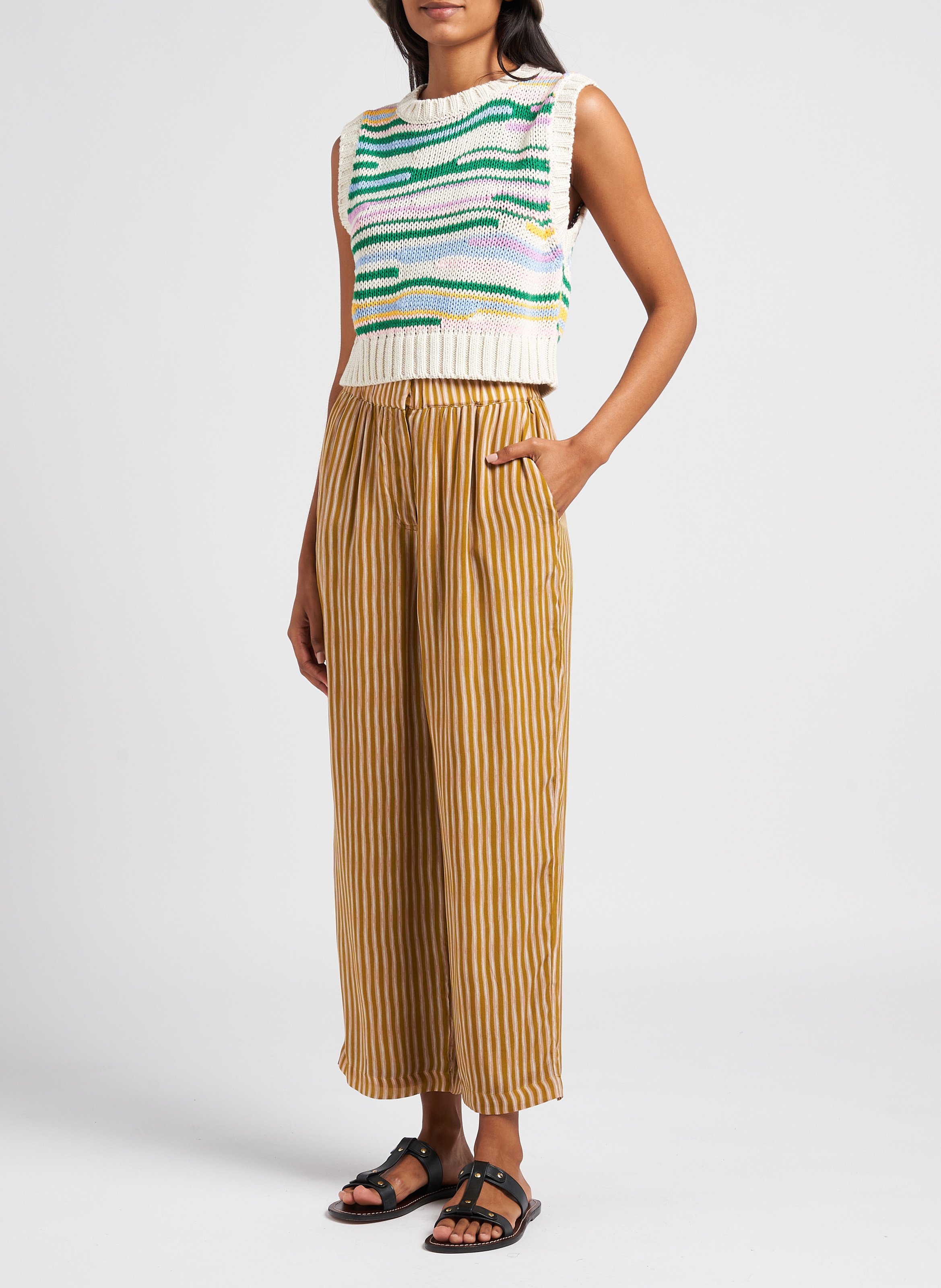 Gilet col rond en coton mélangé INDEE Multicolore