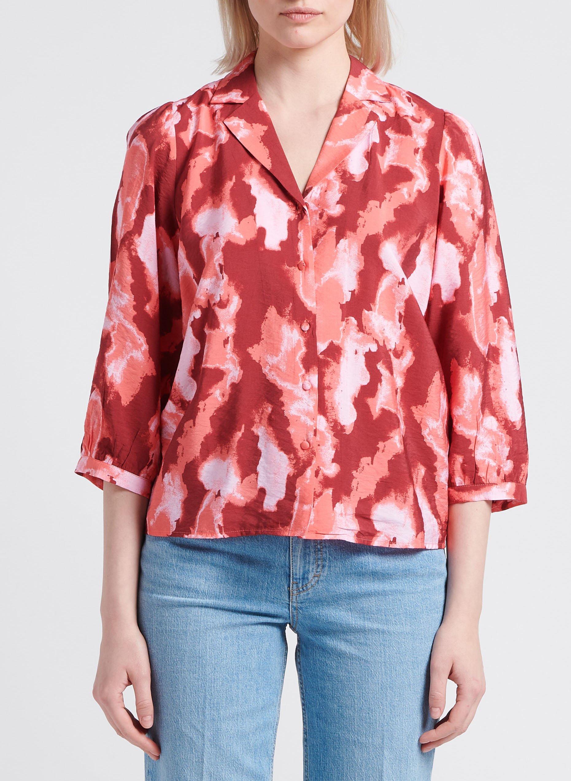 Blouse met klassieke kraag en print MOSS COPENHAGEN Rood