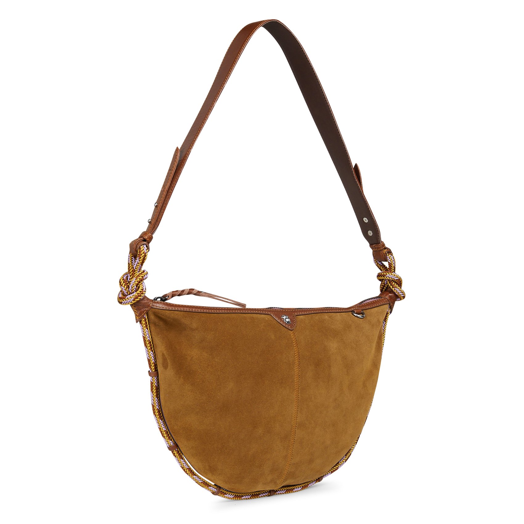 Geschnürte Beuteltasche aus strukturiertem Leder CLARIS VIROT Braun