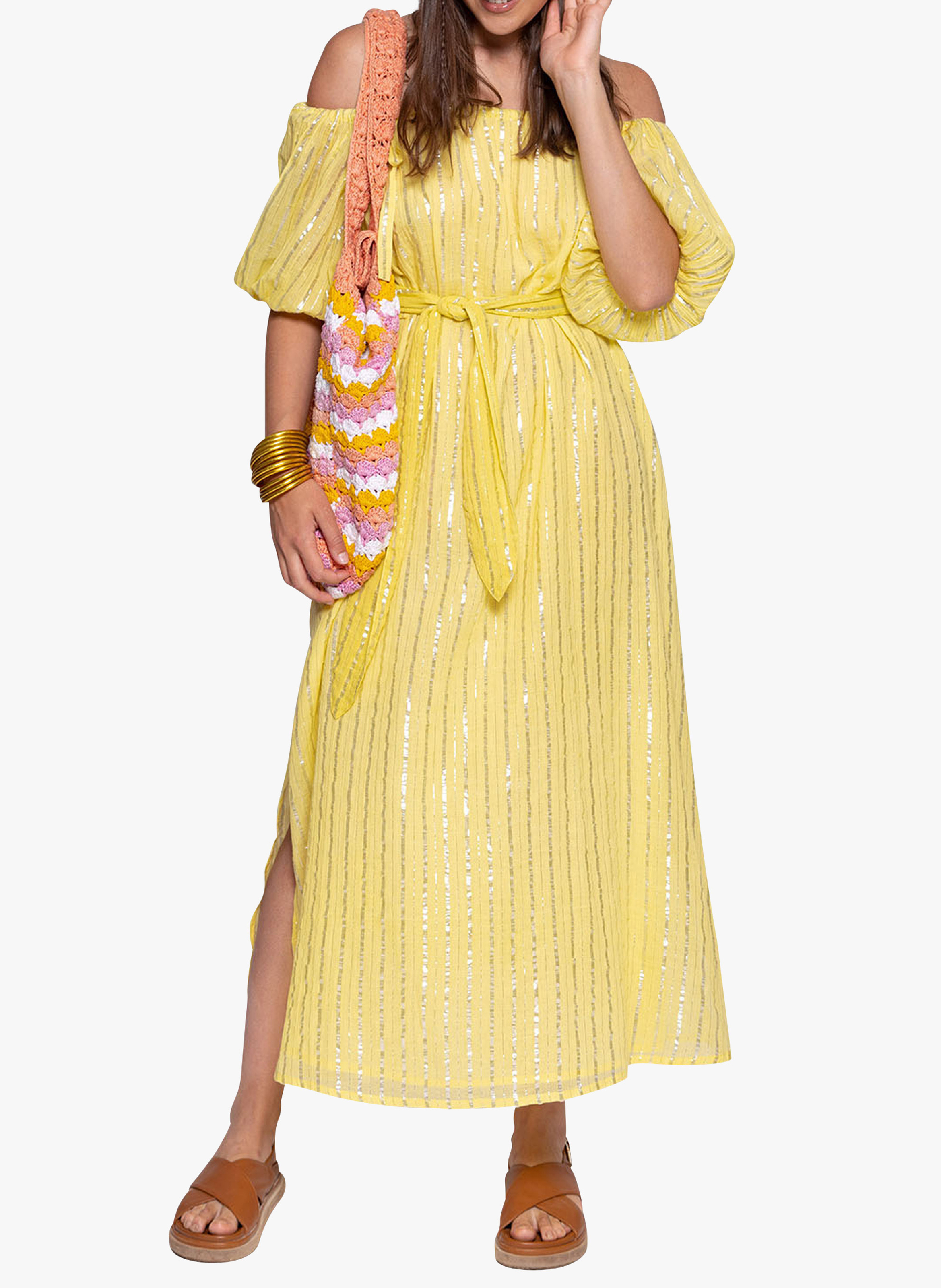 Robe midi à épaules dénudées SUNDRESS Jaune