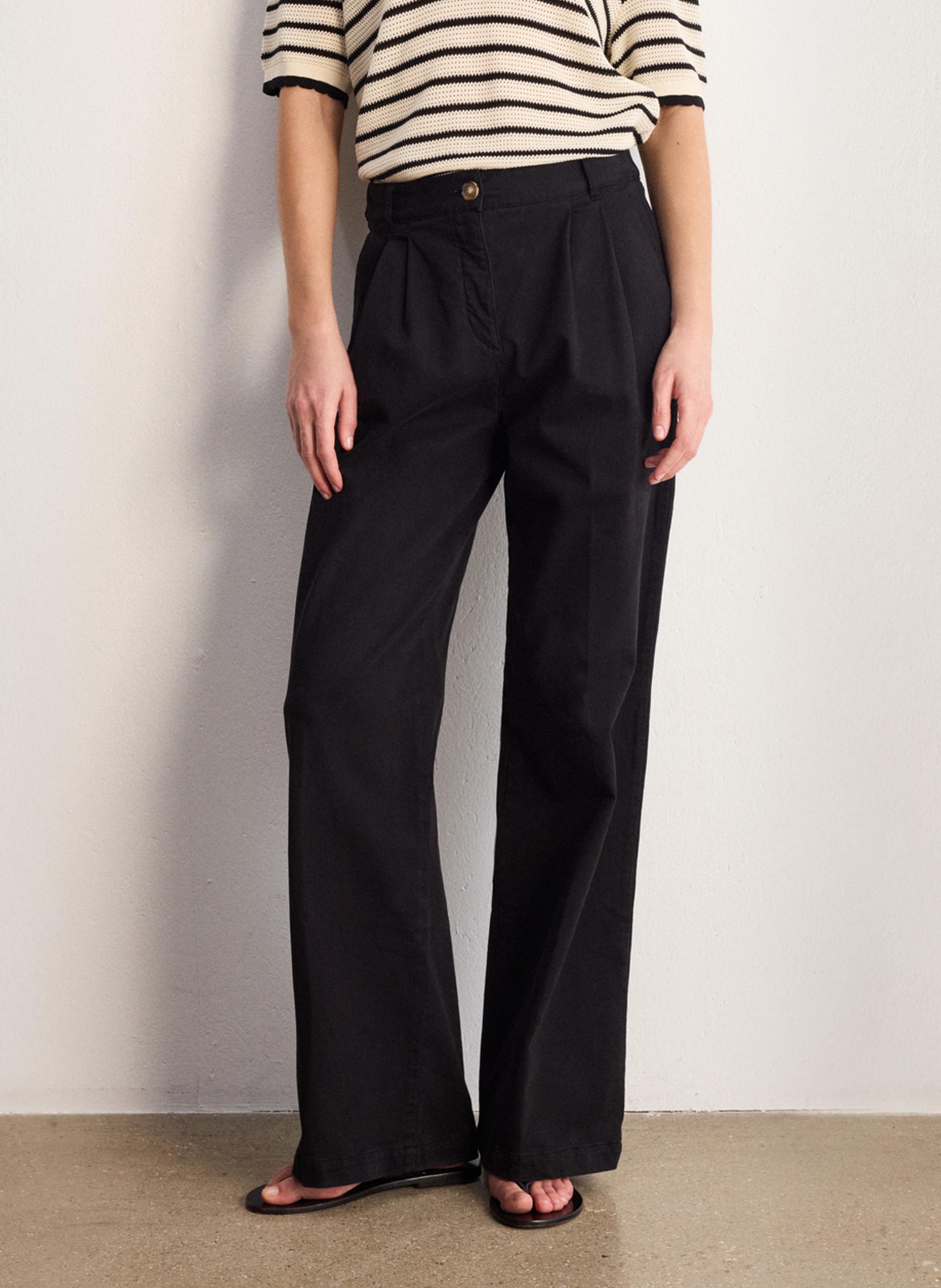 Pantalon large taille haute uni PABLO Noir