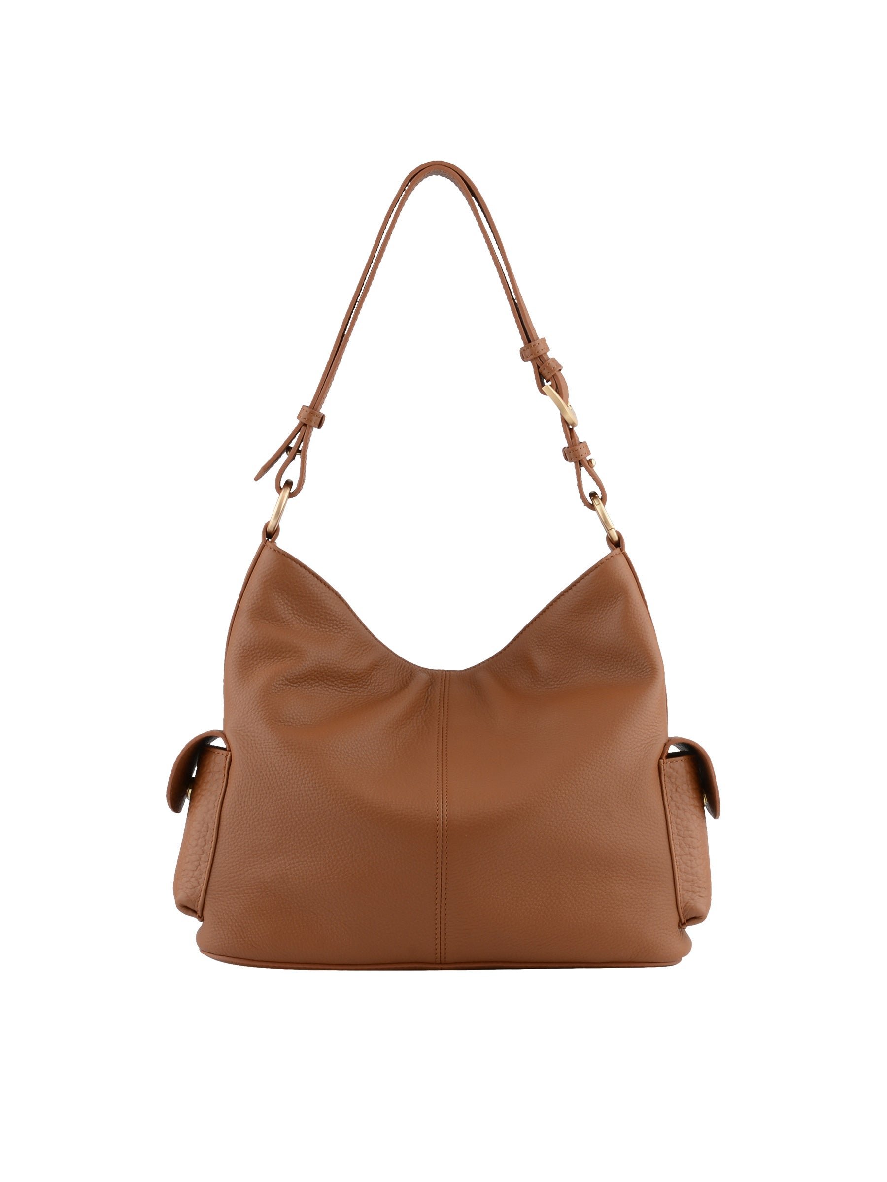 Calfskin leather shoulder bag POURCHET Golden