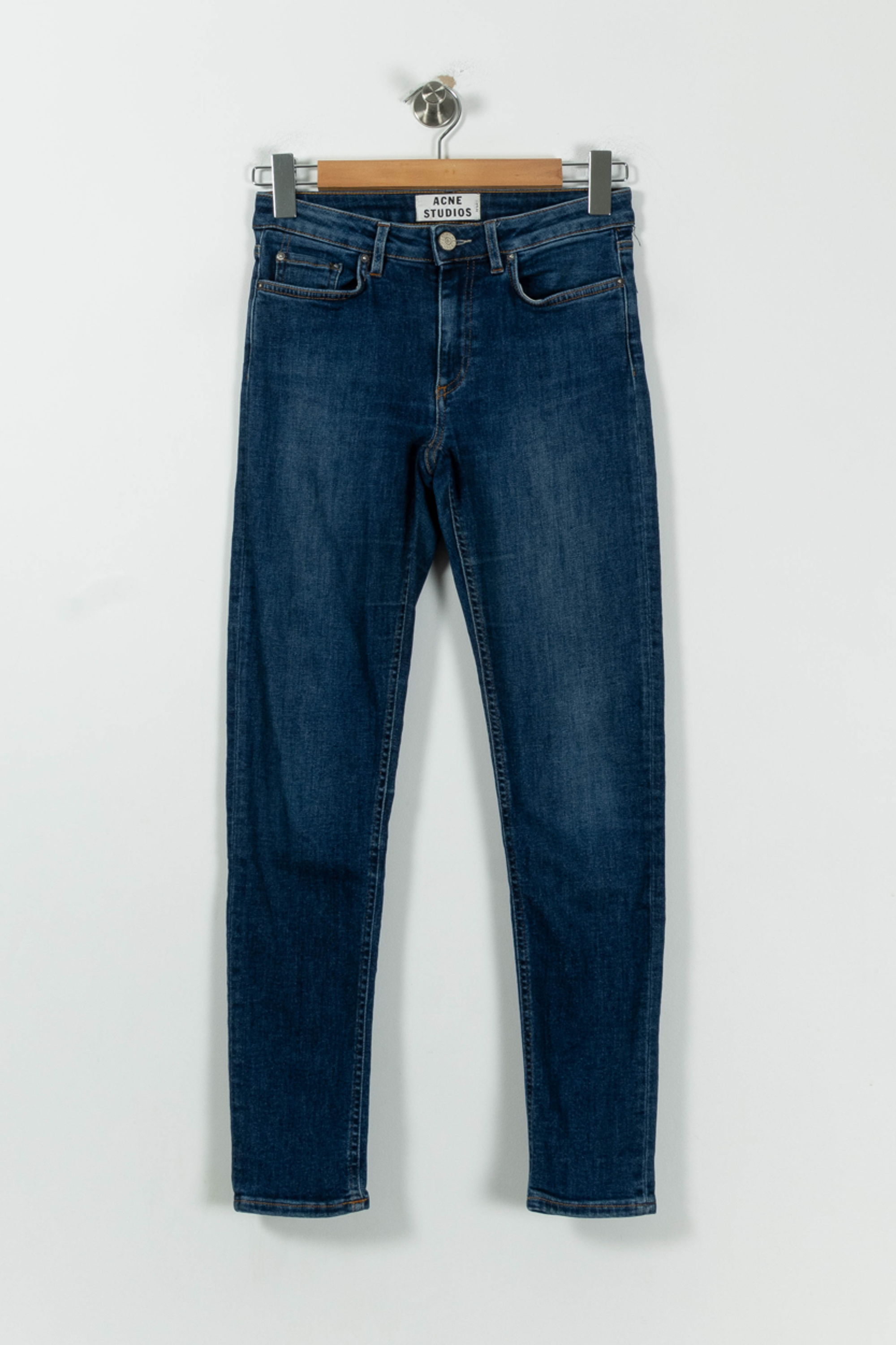 Cropped slim jeans with studs ACNE STUDIOS - Seconde Main Blue