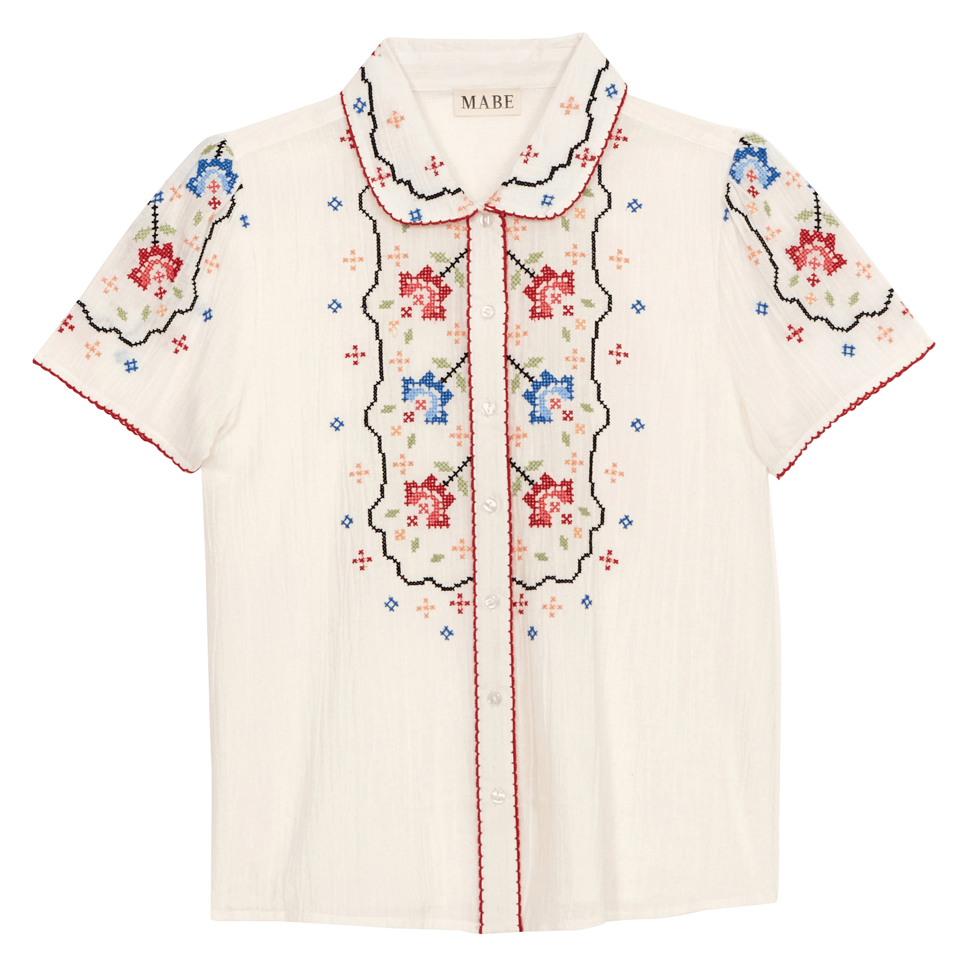 Short-sleeved embroidered shirt M.A.B.E White