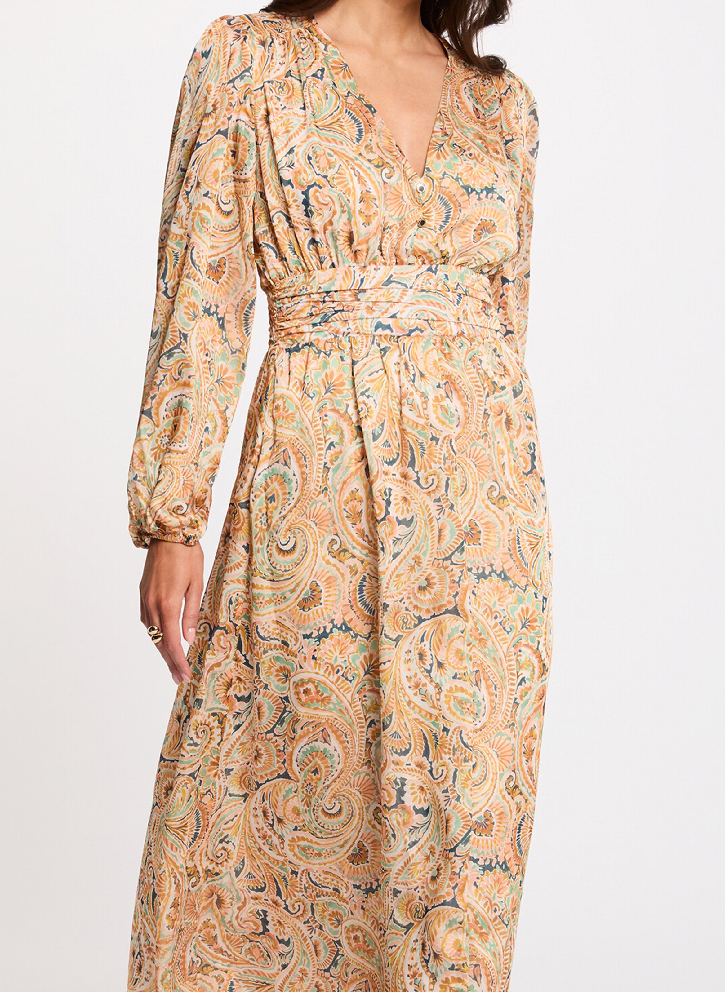 Robe midi imprimée col v MORGAN Multicolore