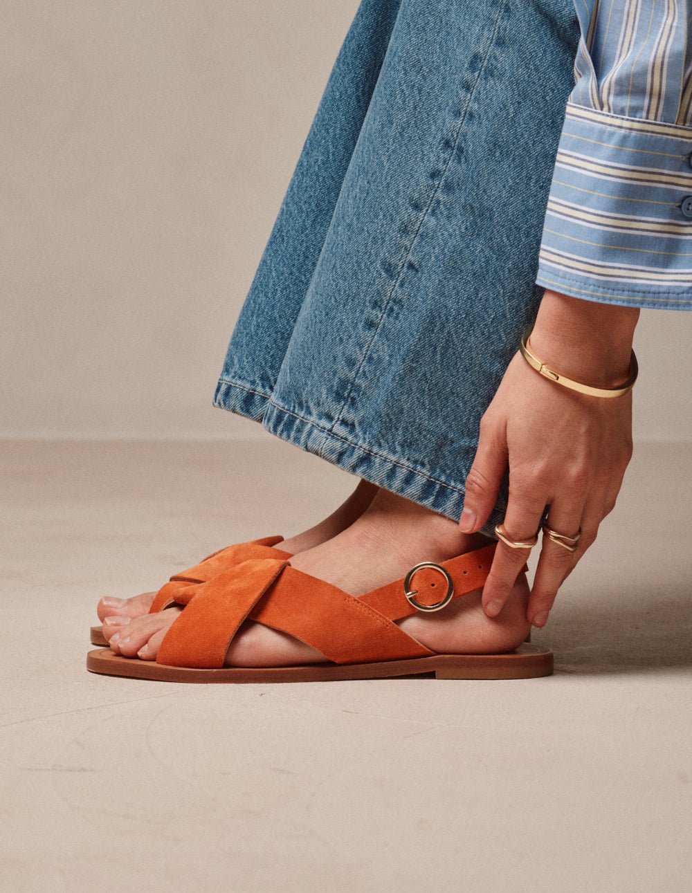 Faux leather sandals ODAJE Orange