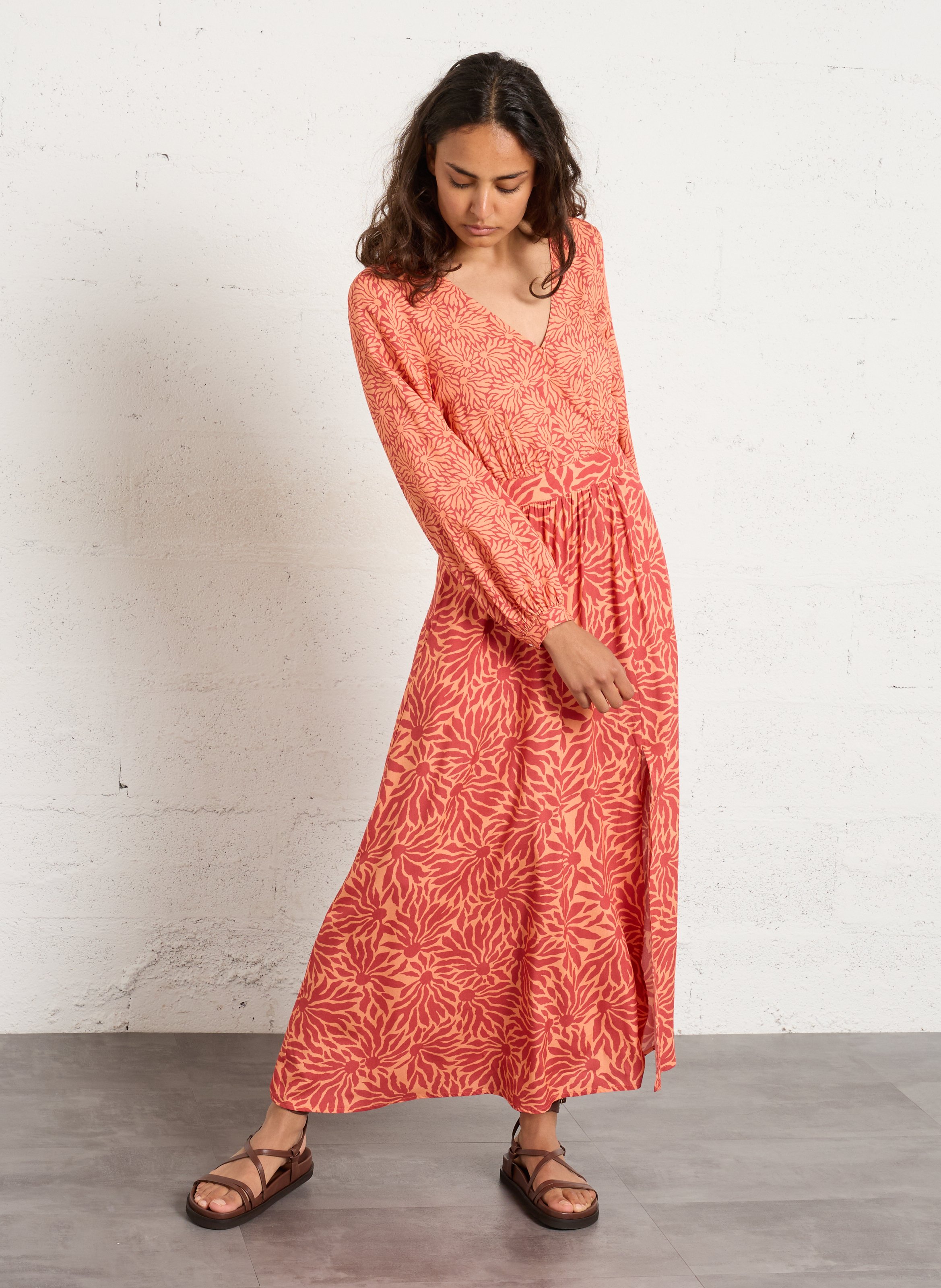 Sandales plates en cuir BOBBIES Marron