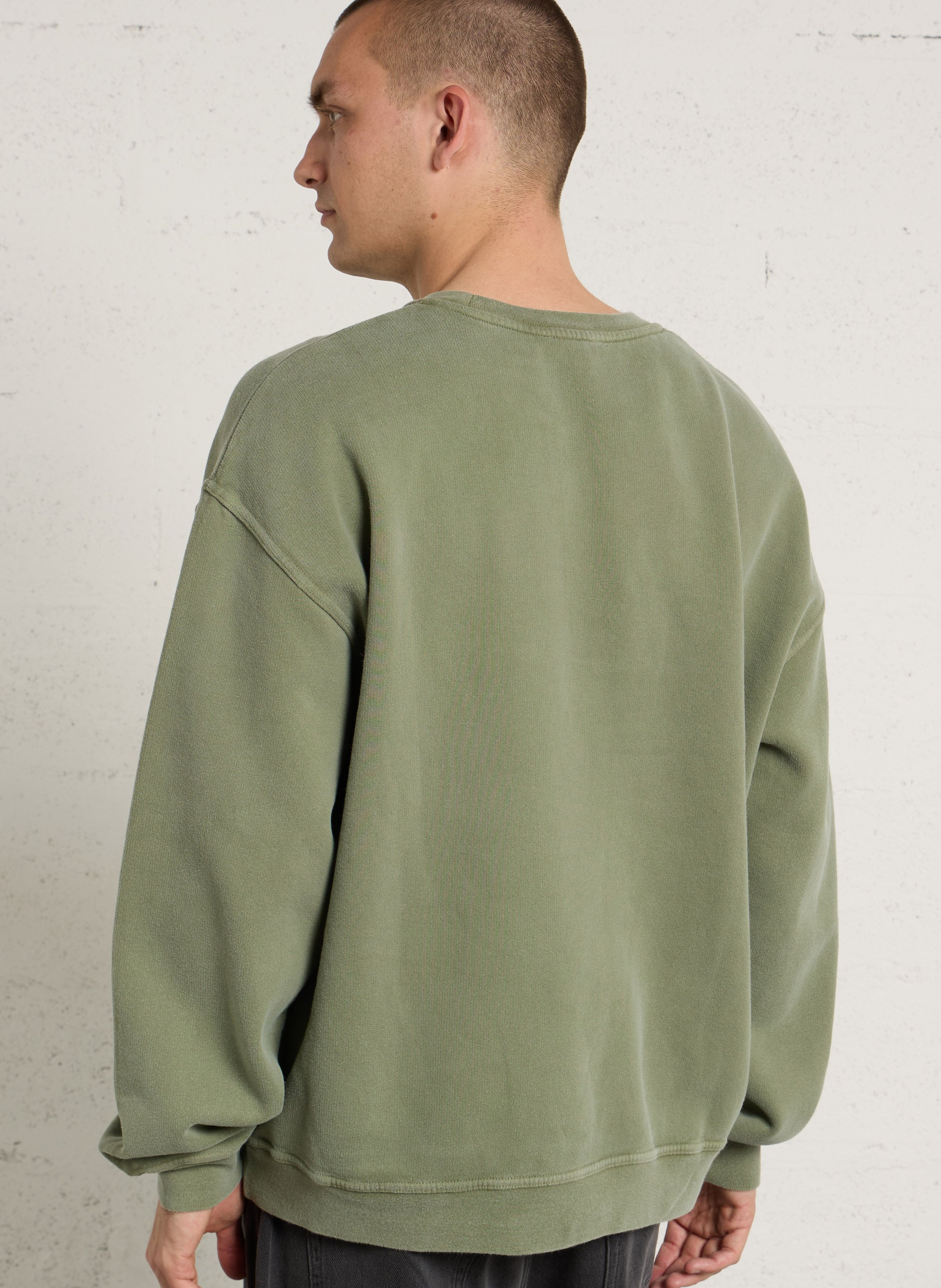 Sweat ample col rond sérigraphié en coton  AMERICAN VINTAGE Vert