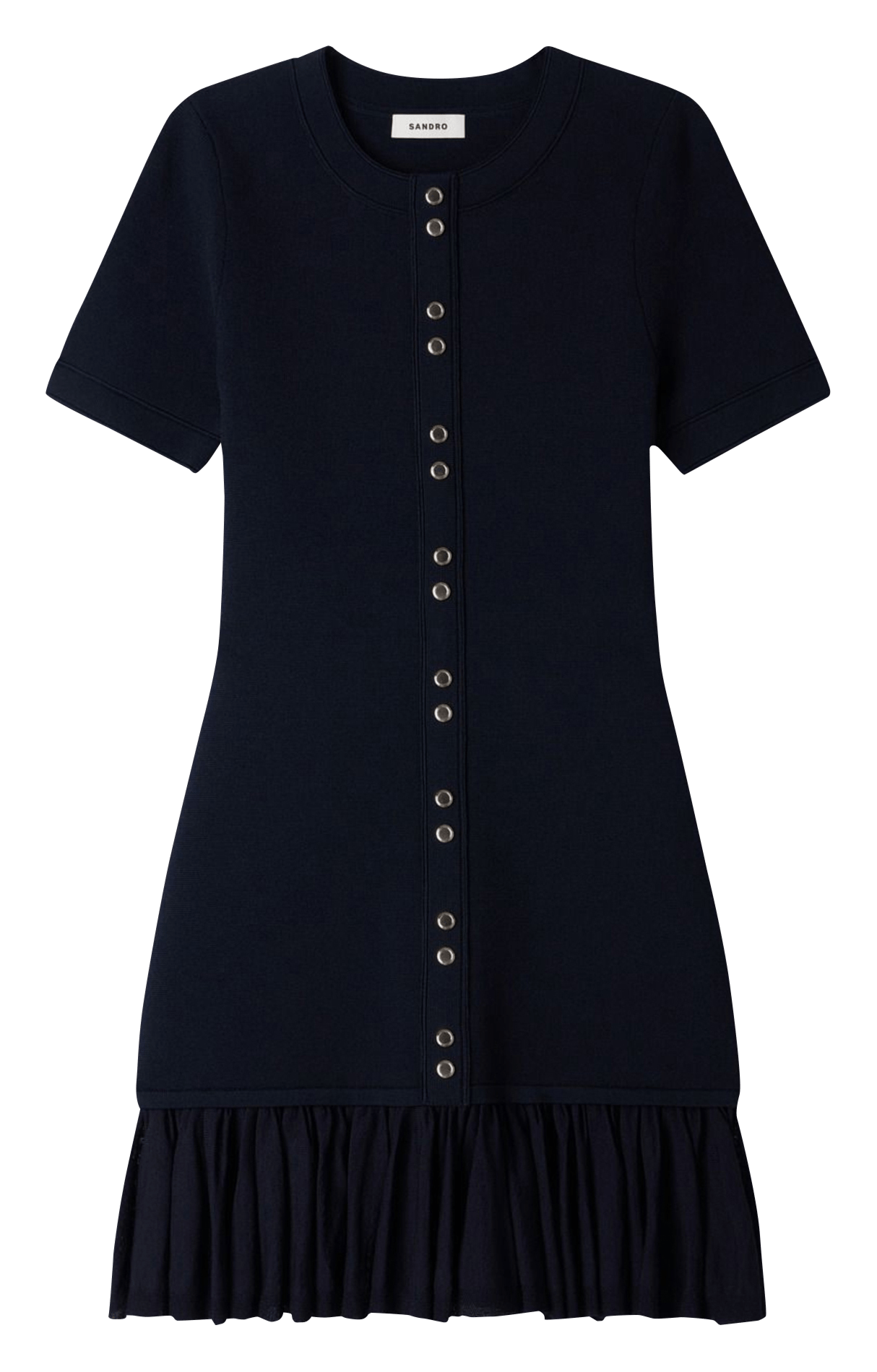 Robe courte ajustée col rond SANDRO Blauw