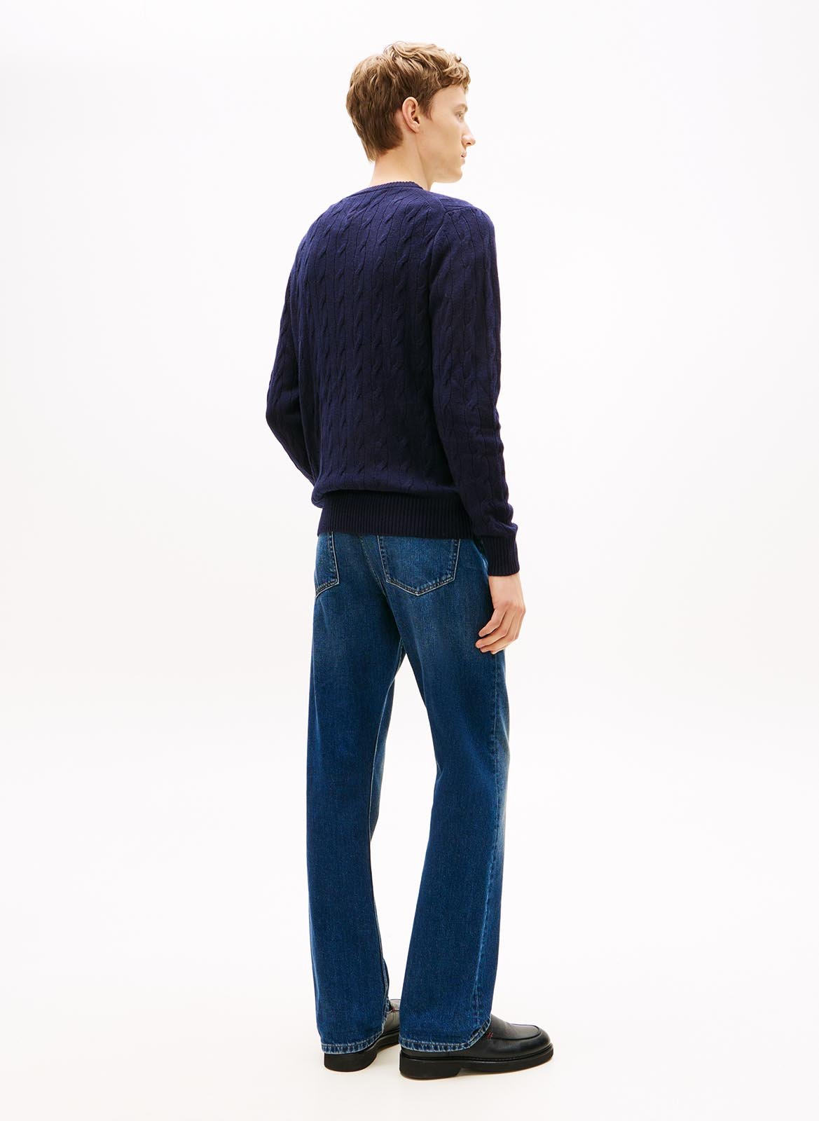 Rundhals-Pullover aus geflochtener Wolle TOMMY HILFIGER Blau