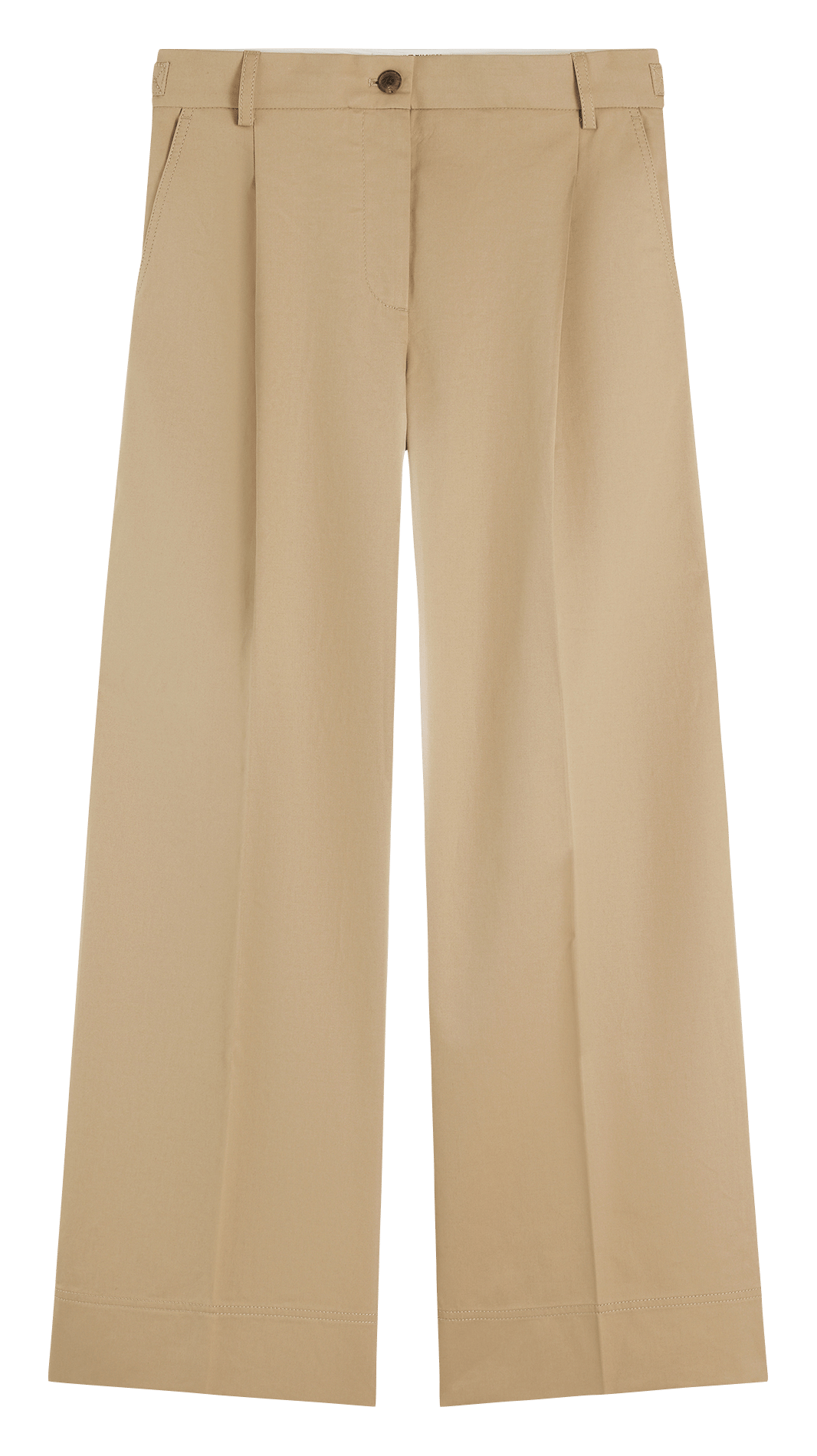 Straight pleated cotton pants TOMMY HILFIGER Beige