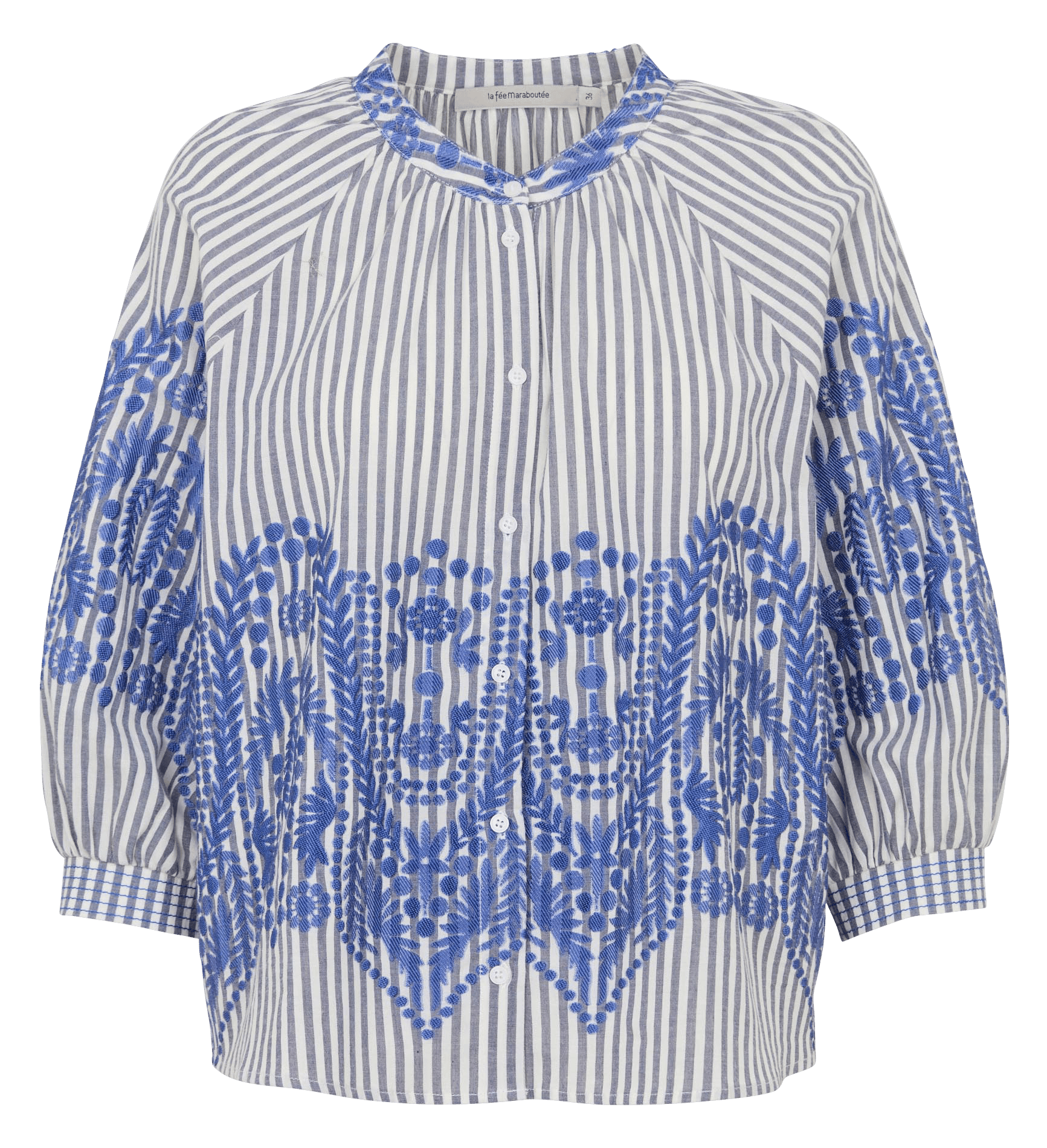 Chemise à rayures col rond LA FEE MARABOUTEE Bleu