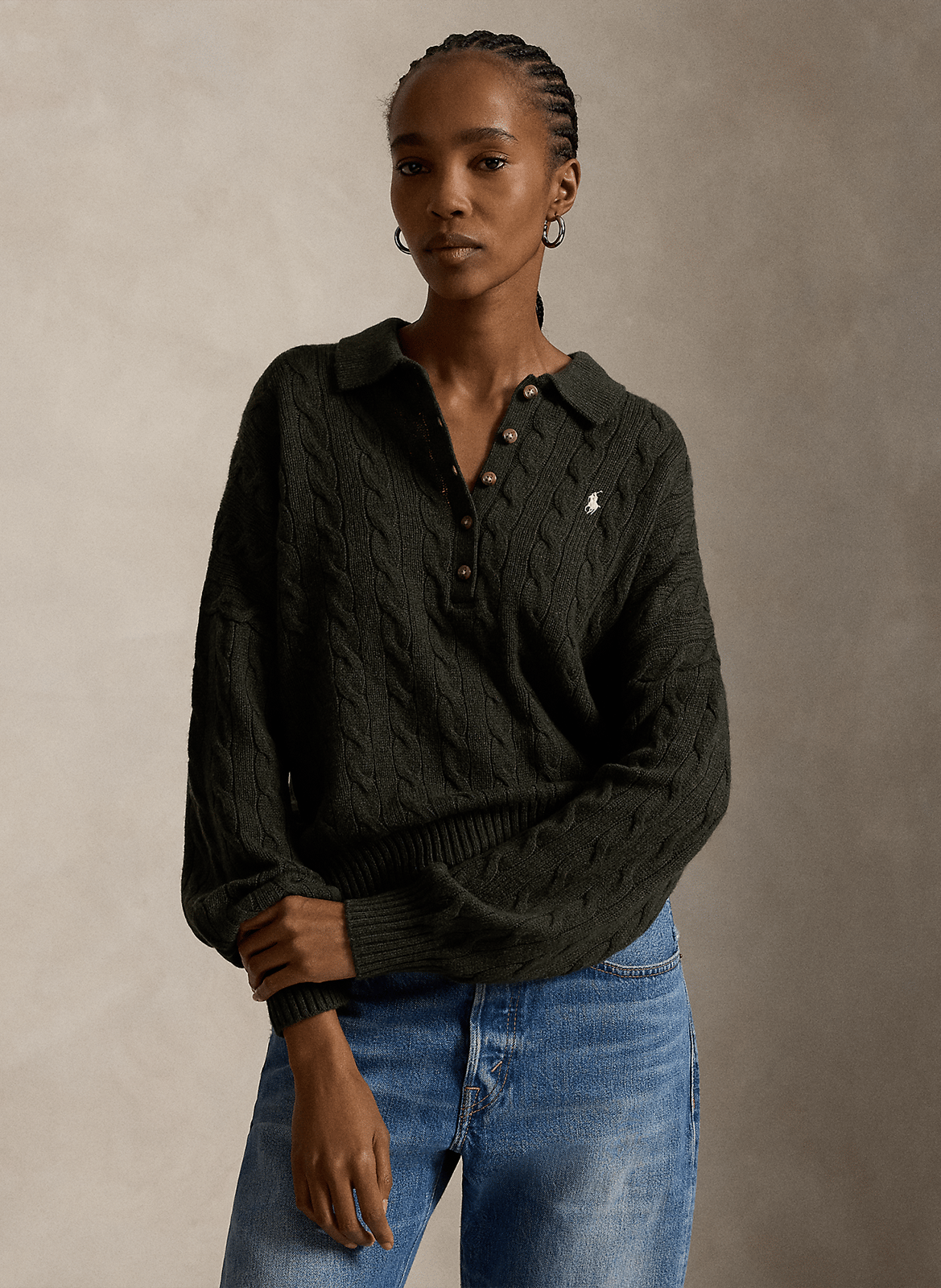 Wool-blend sweater with polo collar POLO RALPH LAUREN