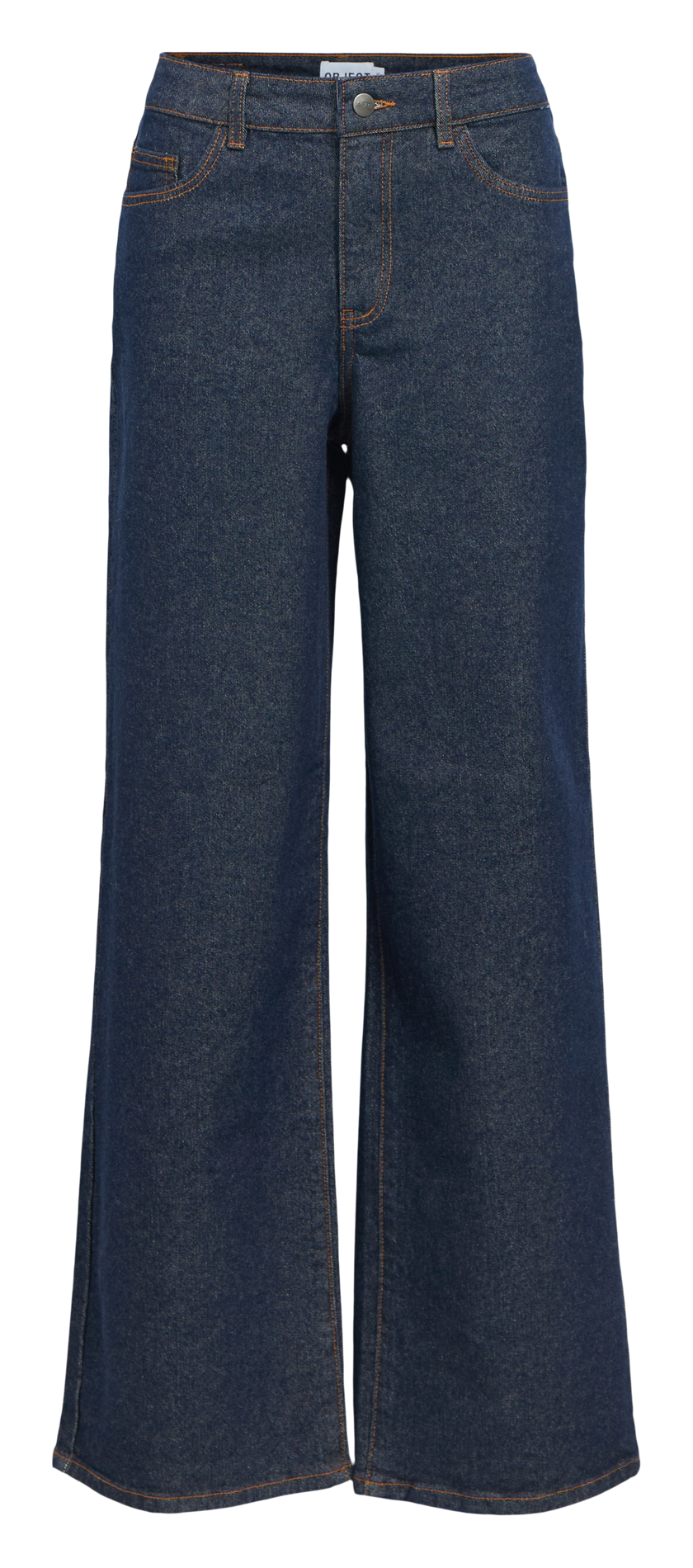 Hoch taillierte Raw Denim Schlaghose. OBJECT Blau