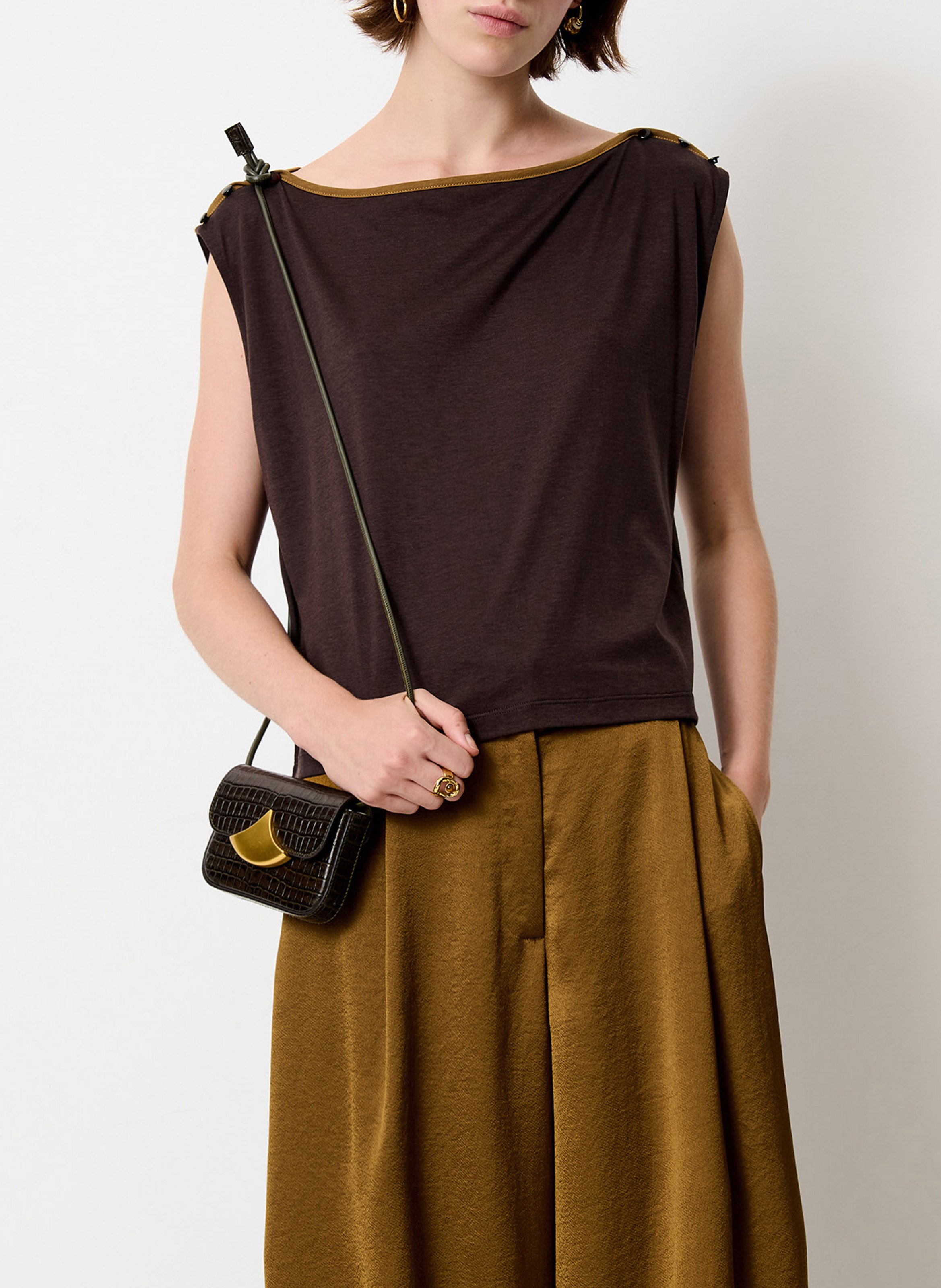Top sans manches uni SESSUN Marron