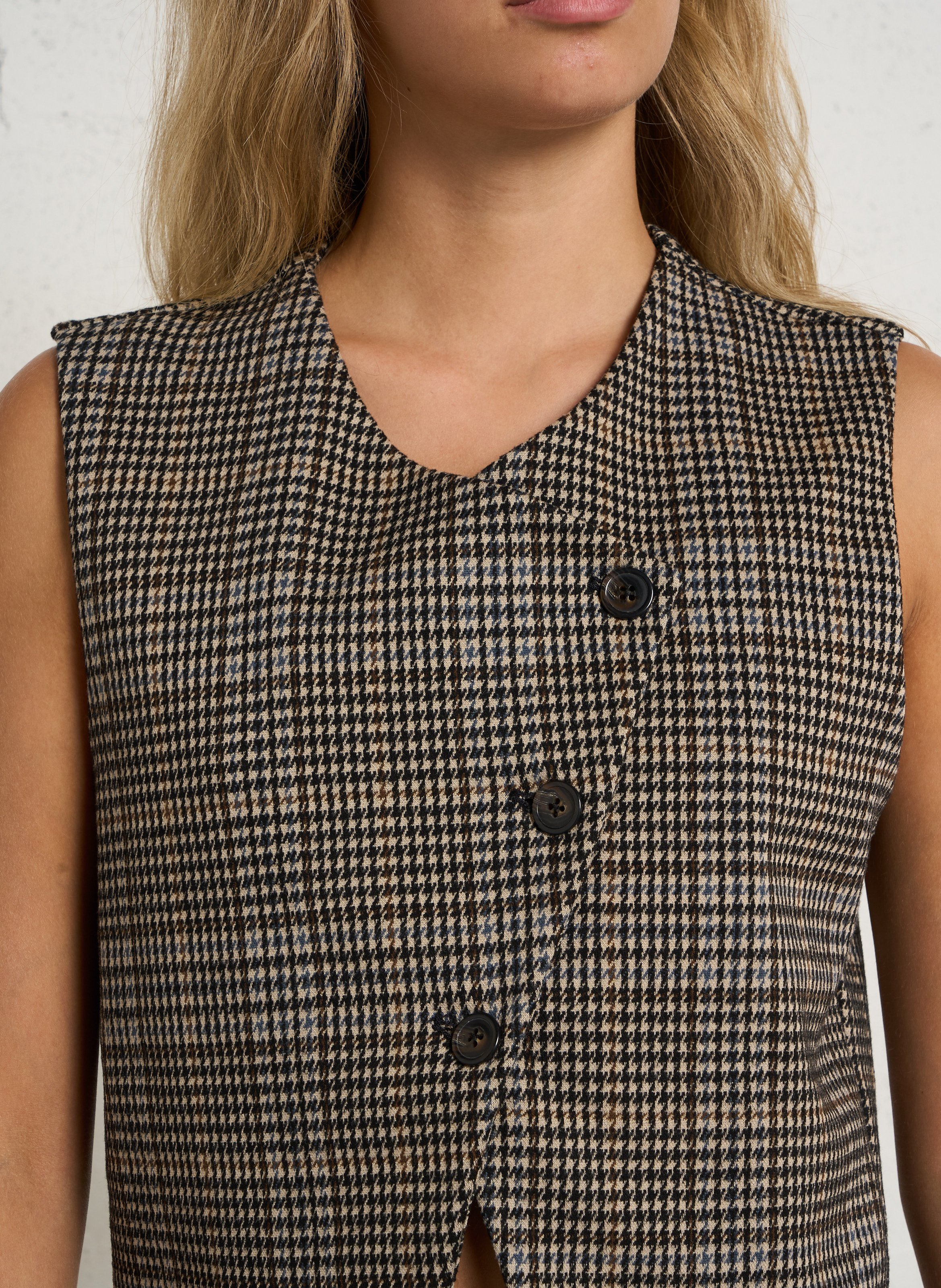 Short tailored printed vest PLEASE Brown
