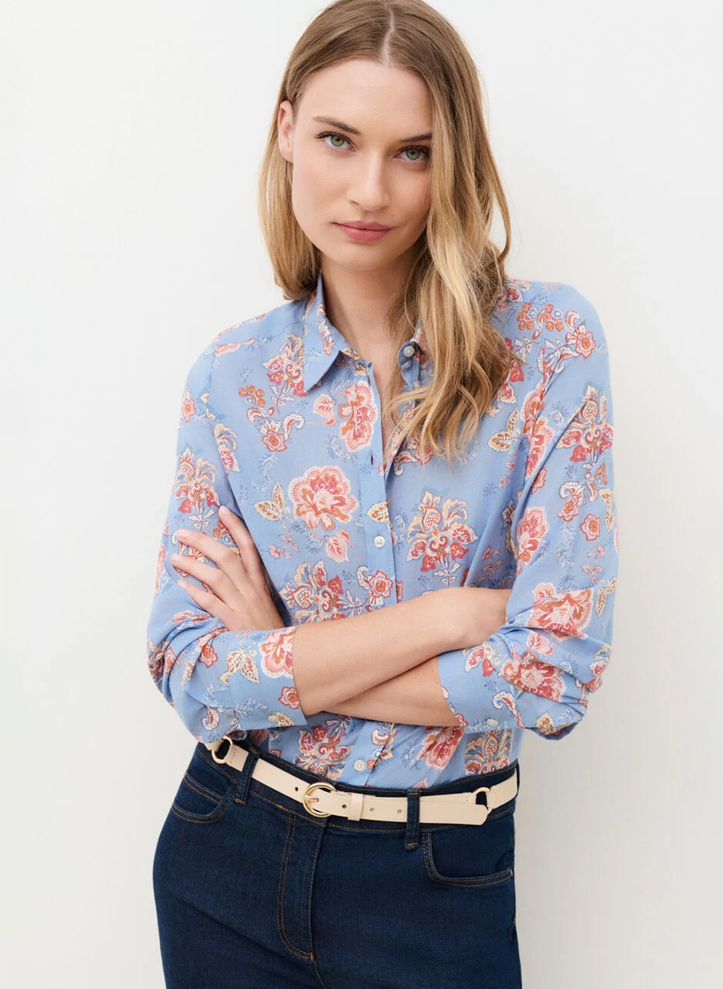 Chemise droite à motifs en coton CAROLL Multicolore