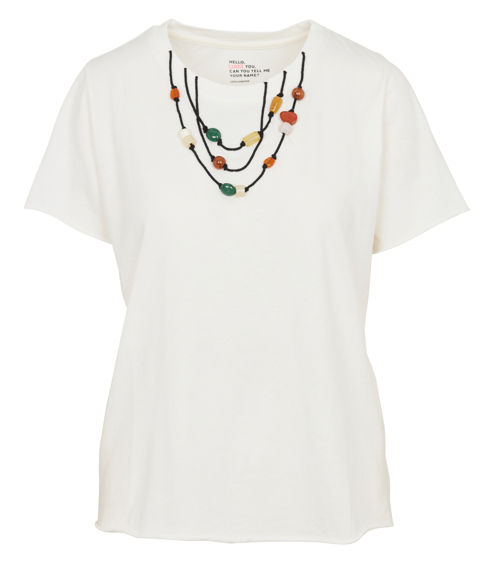 Tee-shirt à perles brodées en coton bio LEON & HARPER