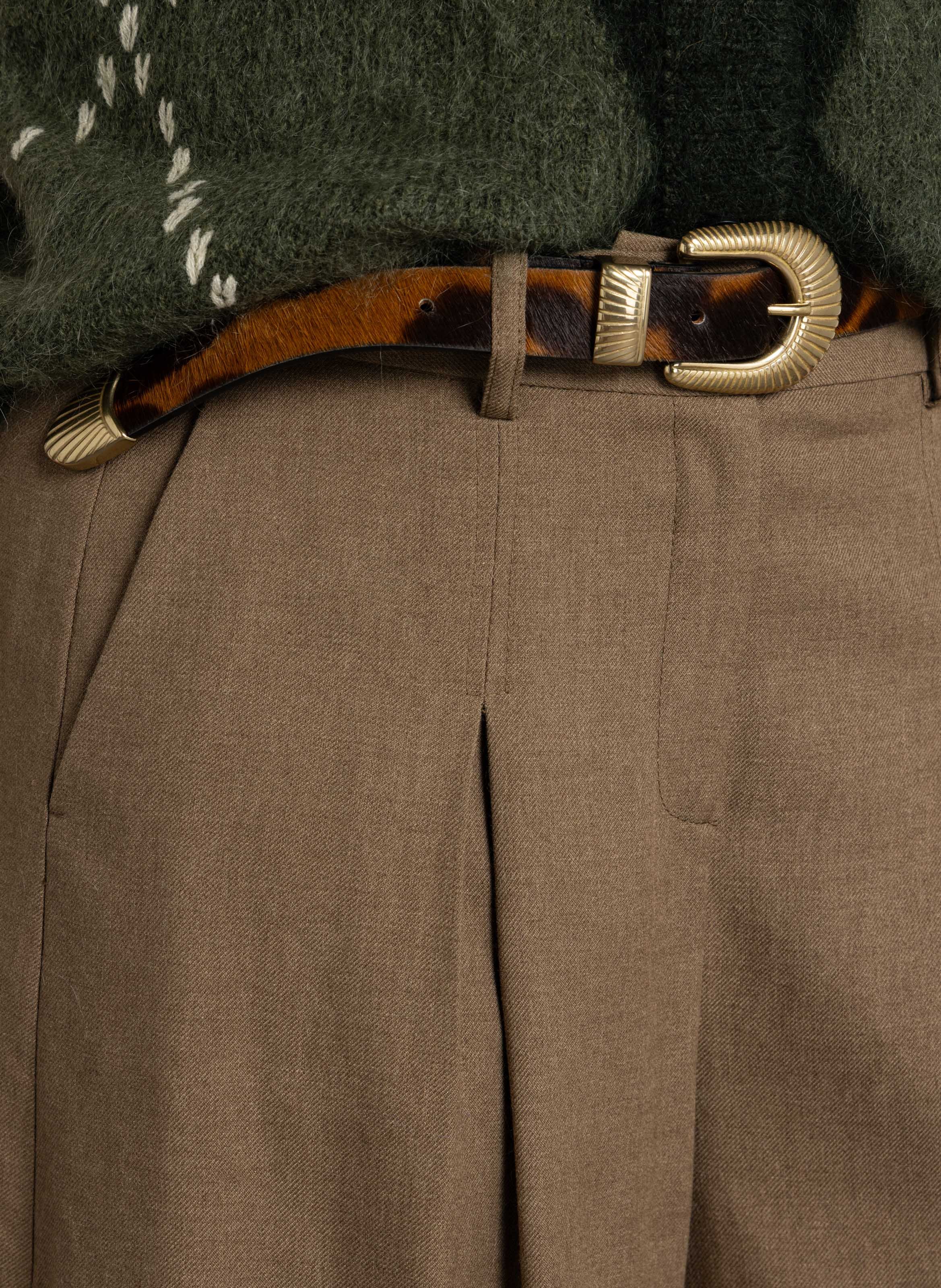 Gürtel mit Western-Schnallen aus Leopardenmuster-Leder MAISON BOINET Braun