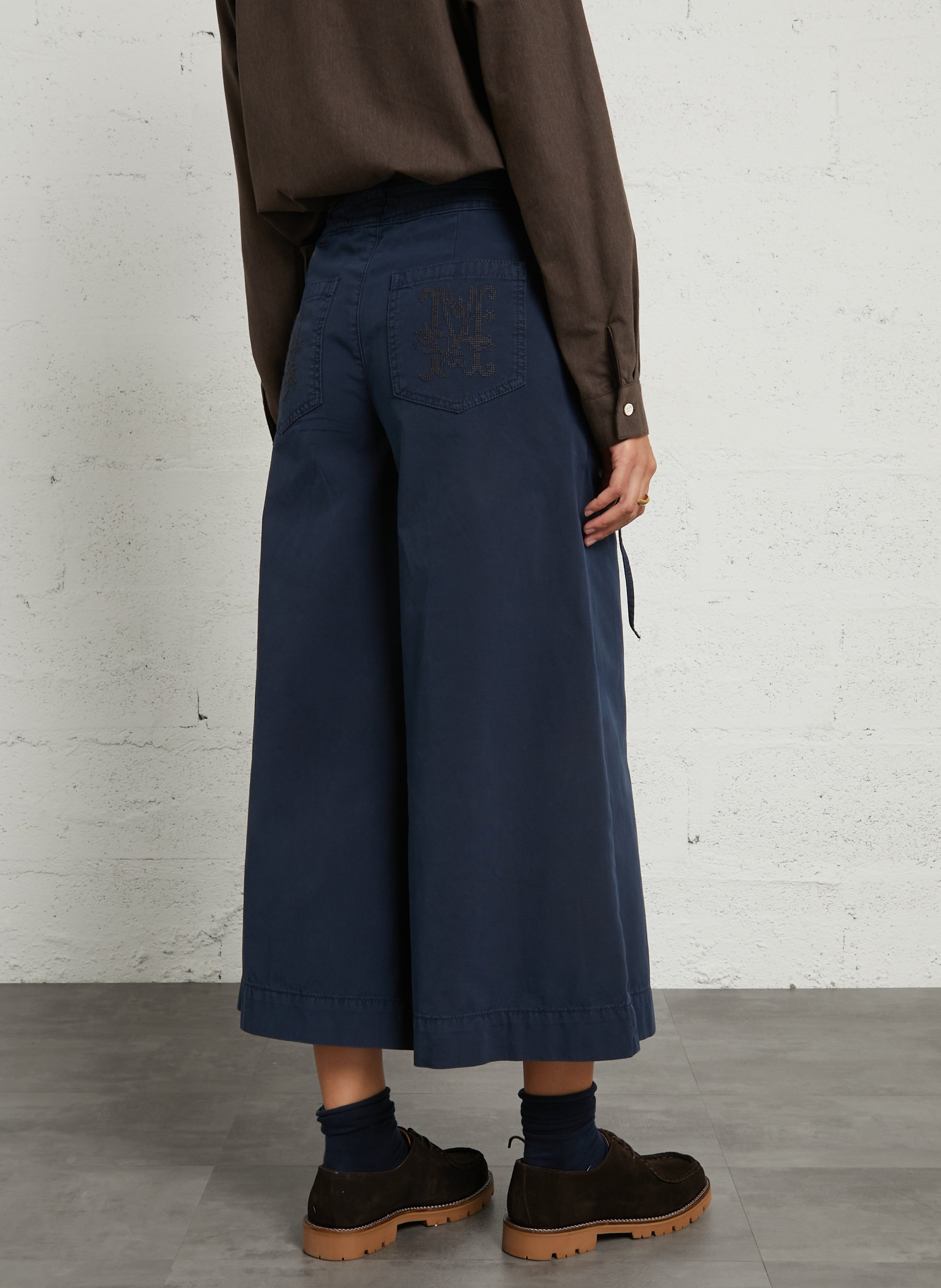 Wide organic cotton culottes DAMSON MADDER Blue