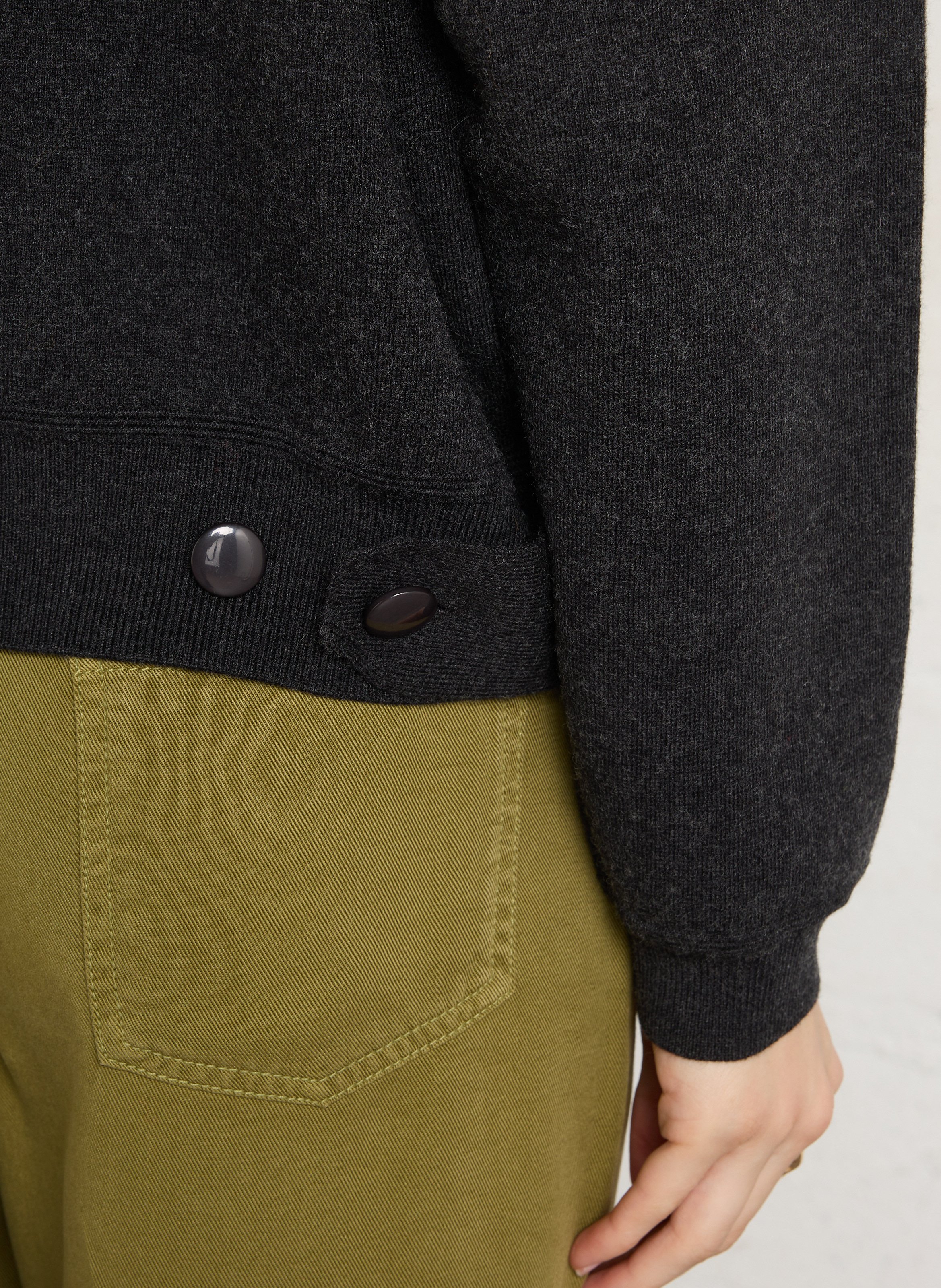 Plain oversized buttoned cardigan DES PETITS HAUTS Grey