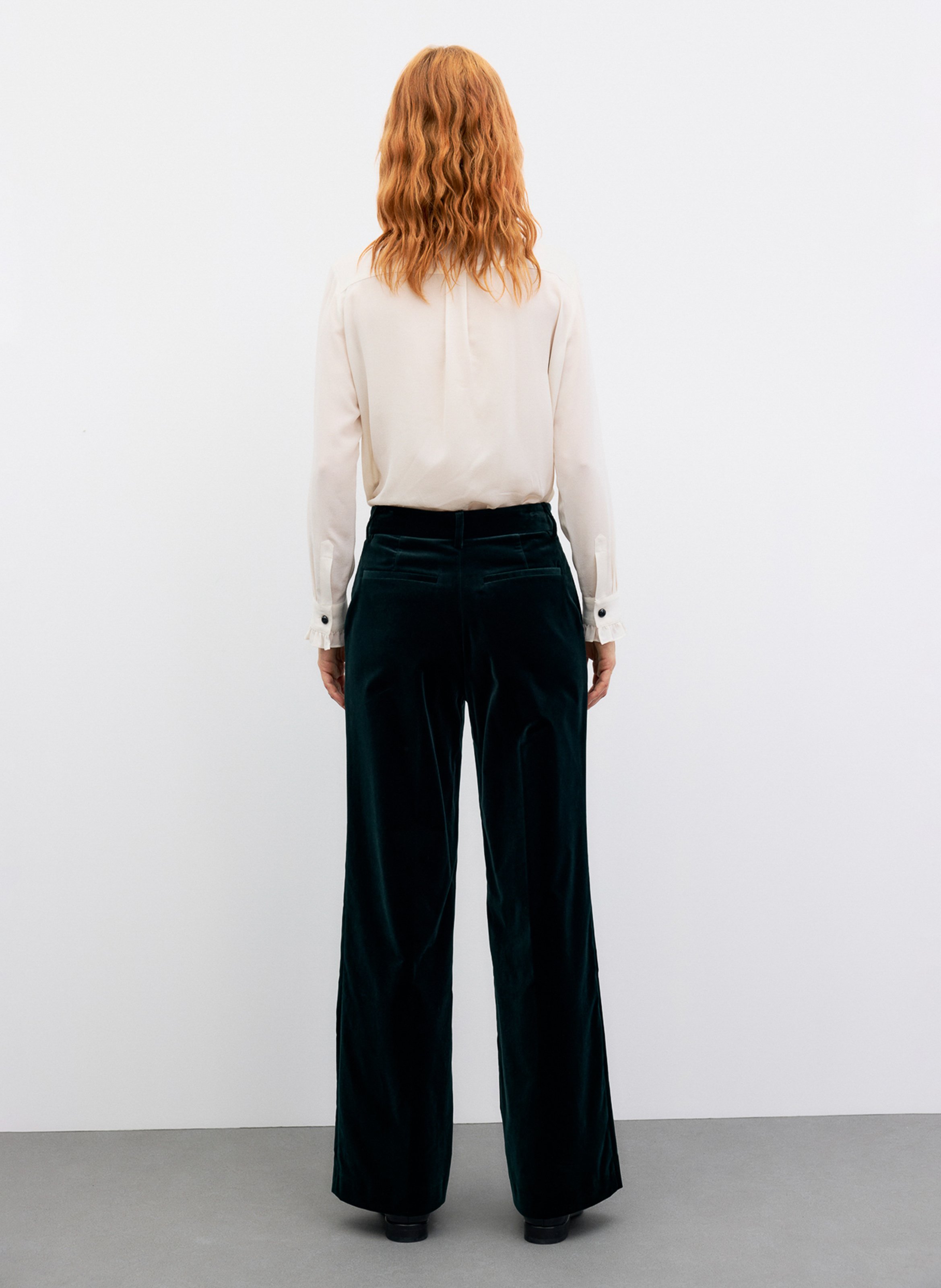 Wide-leg velvet tailored trousers | Green GERARD DAREL Women