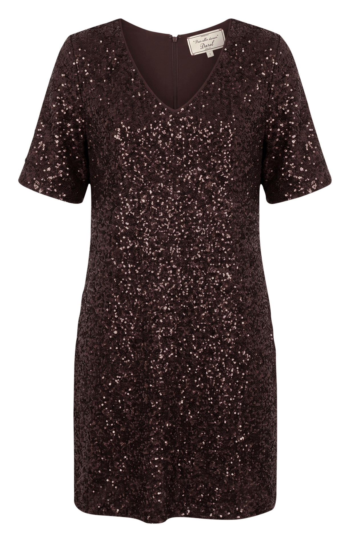 Straight Short Sequin Dress GERARD DAREL Brown