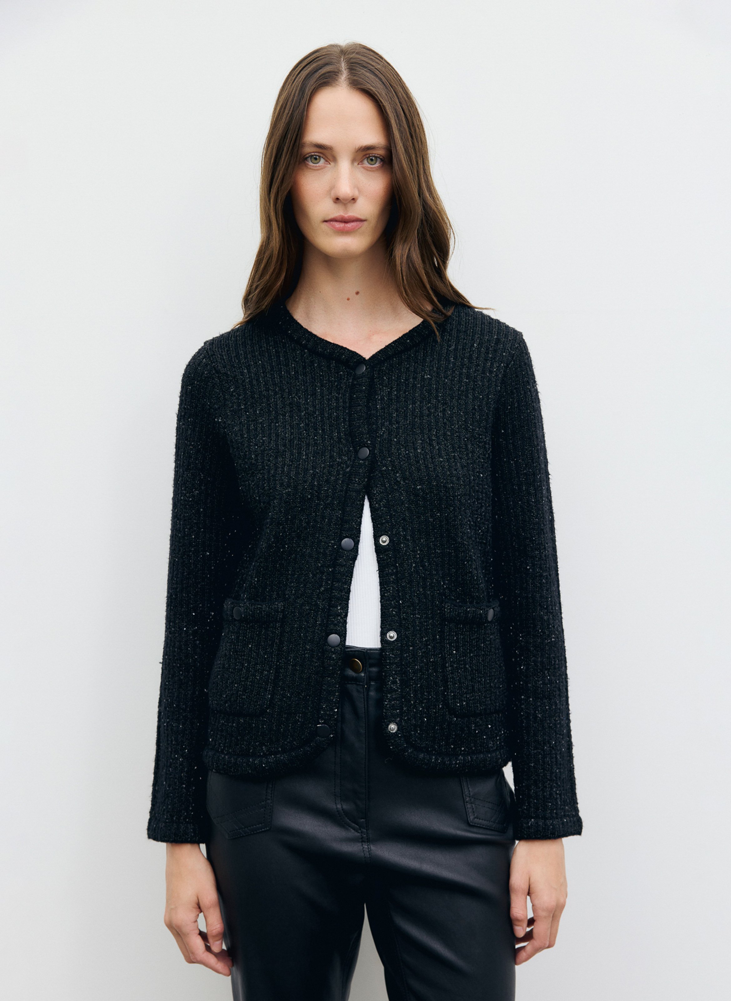 Gilet droit col rond boutonné GERARD DAREL Noir