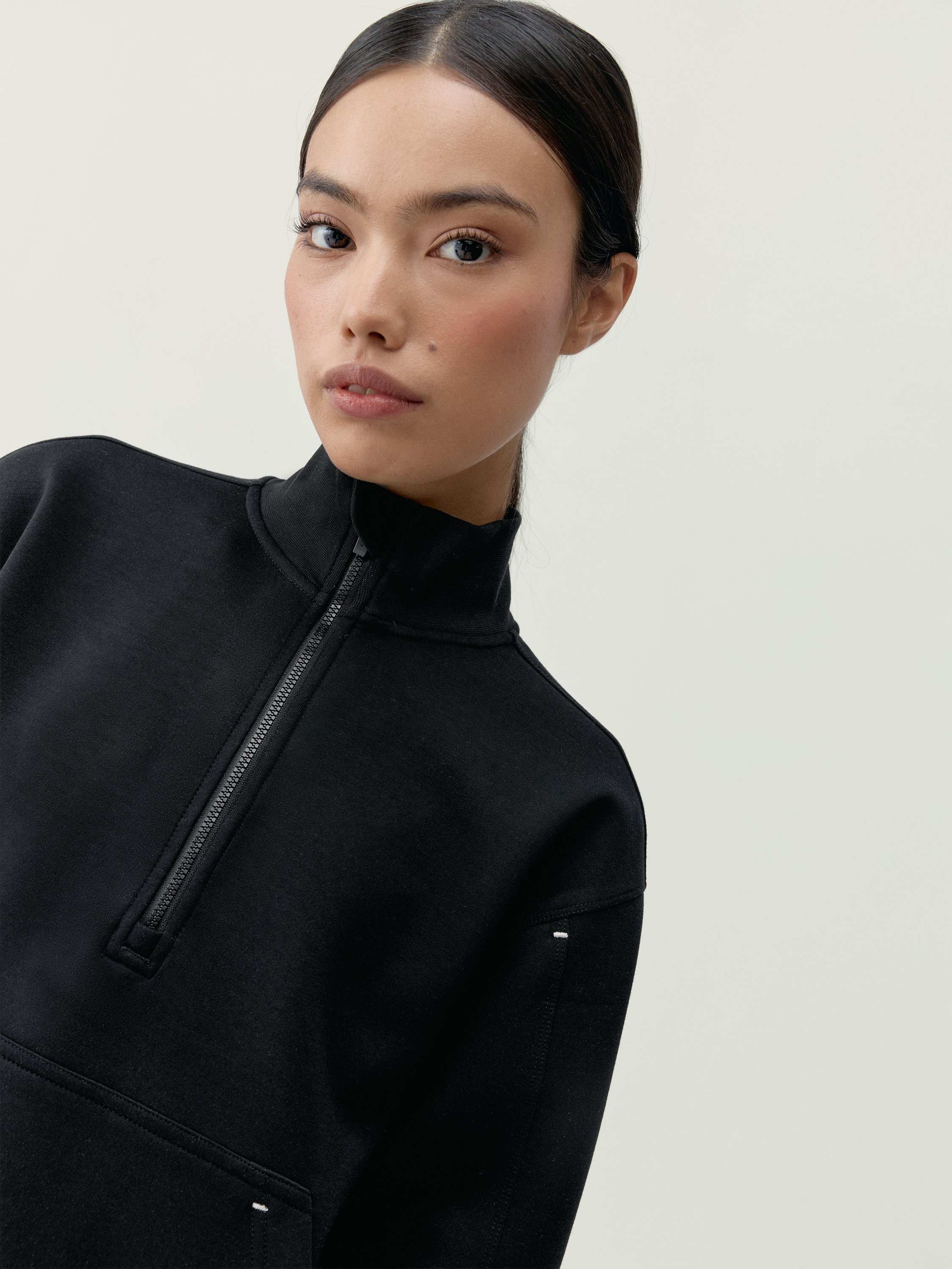 Women's BLOOM half-zip quick-drying sports sweatshirt BORN Black