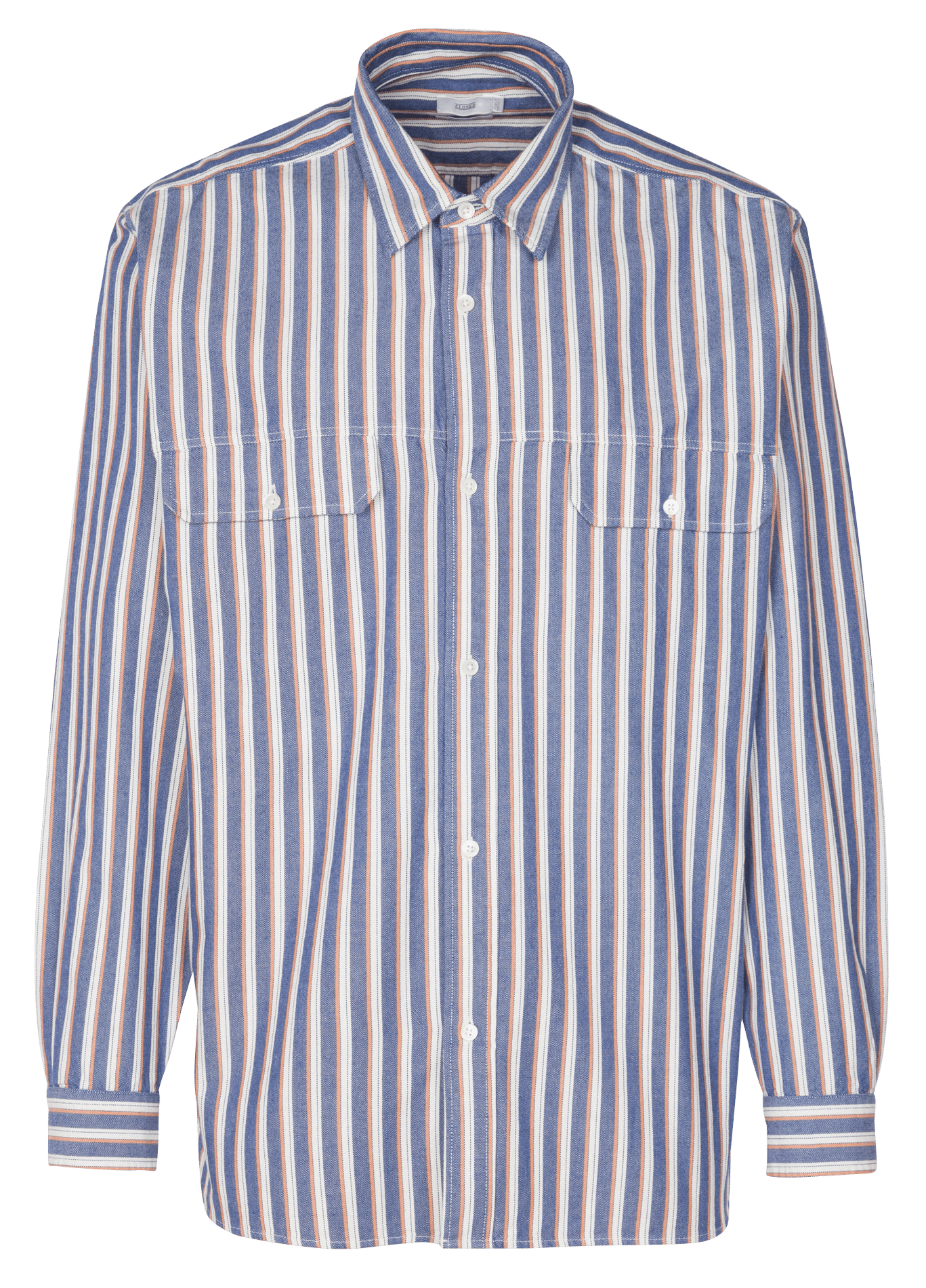 Regular-fit striped organic cotton shirt with classic collar BlueCLOSED