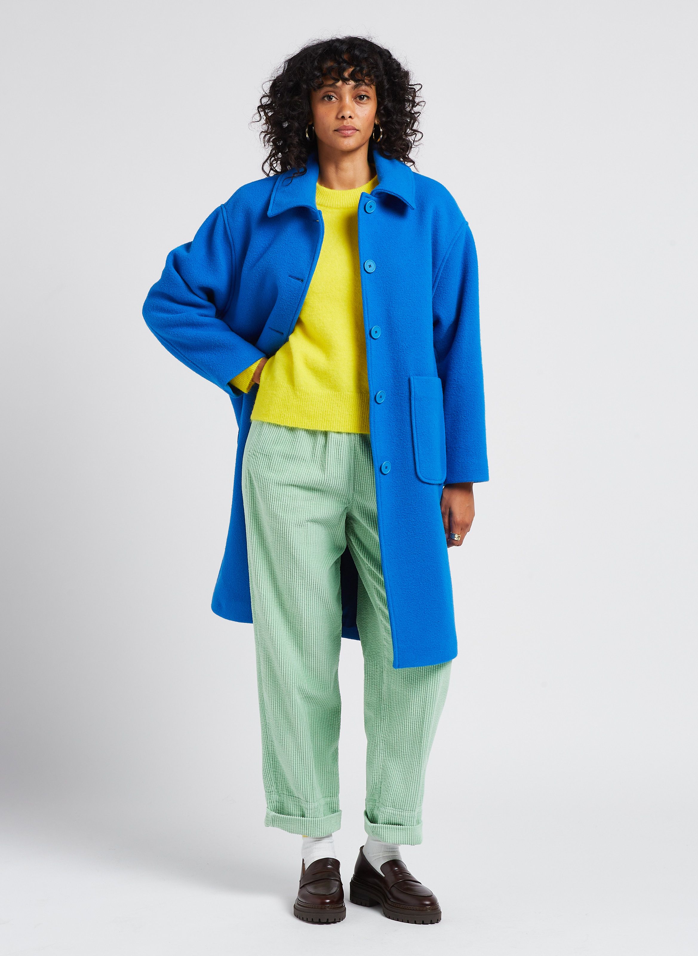 Manteau long hotsell bleu femme