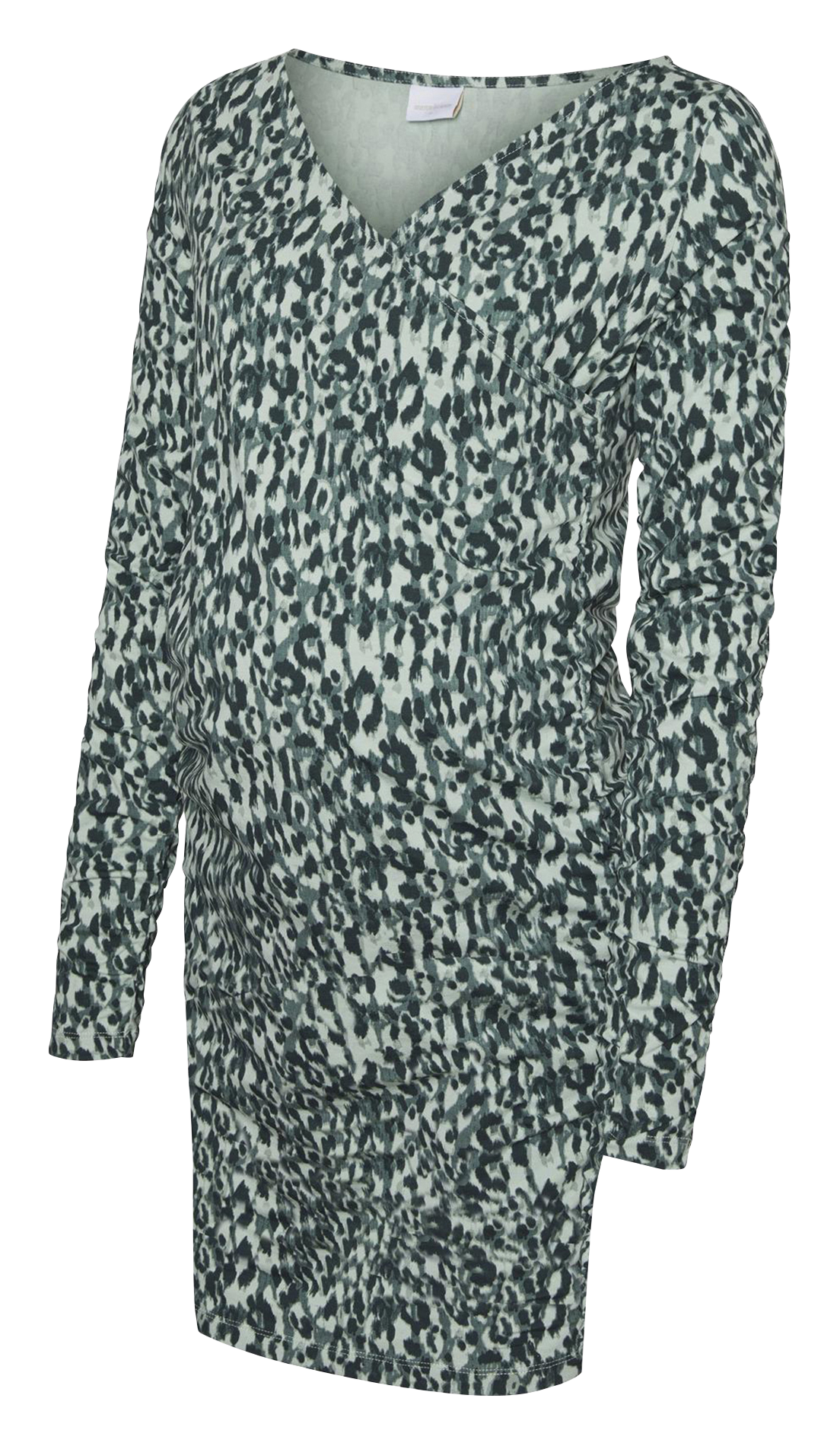 Kurzkleid aus Bio-Baumwoll-Mix mit V-Ausschnitt und Print Grun