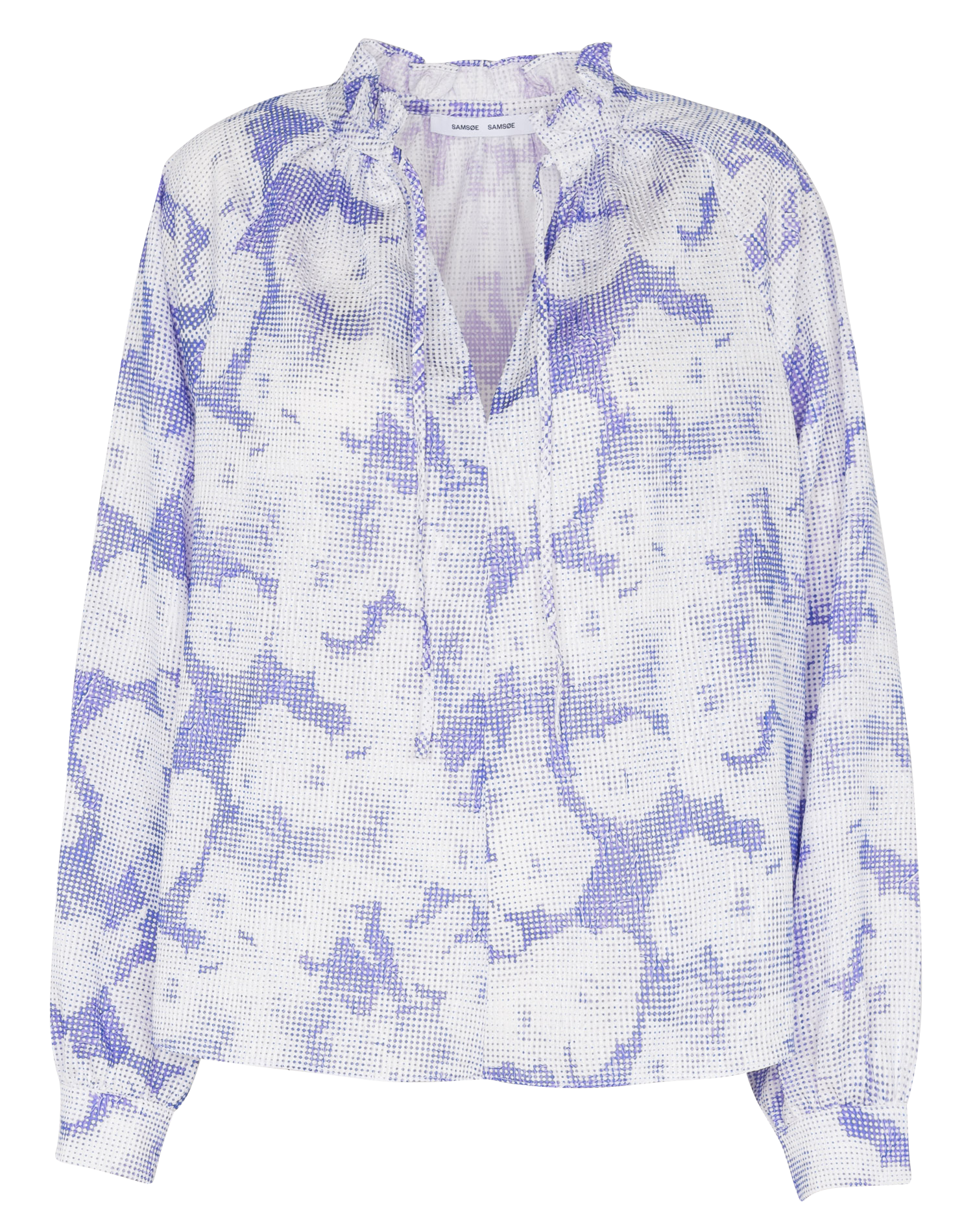 Loose-fit top with knotted V-neck and dotted-effect print SAMSOE SAMSOE Purple