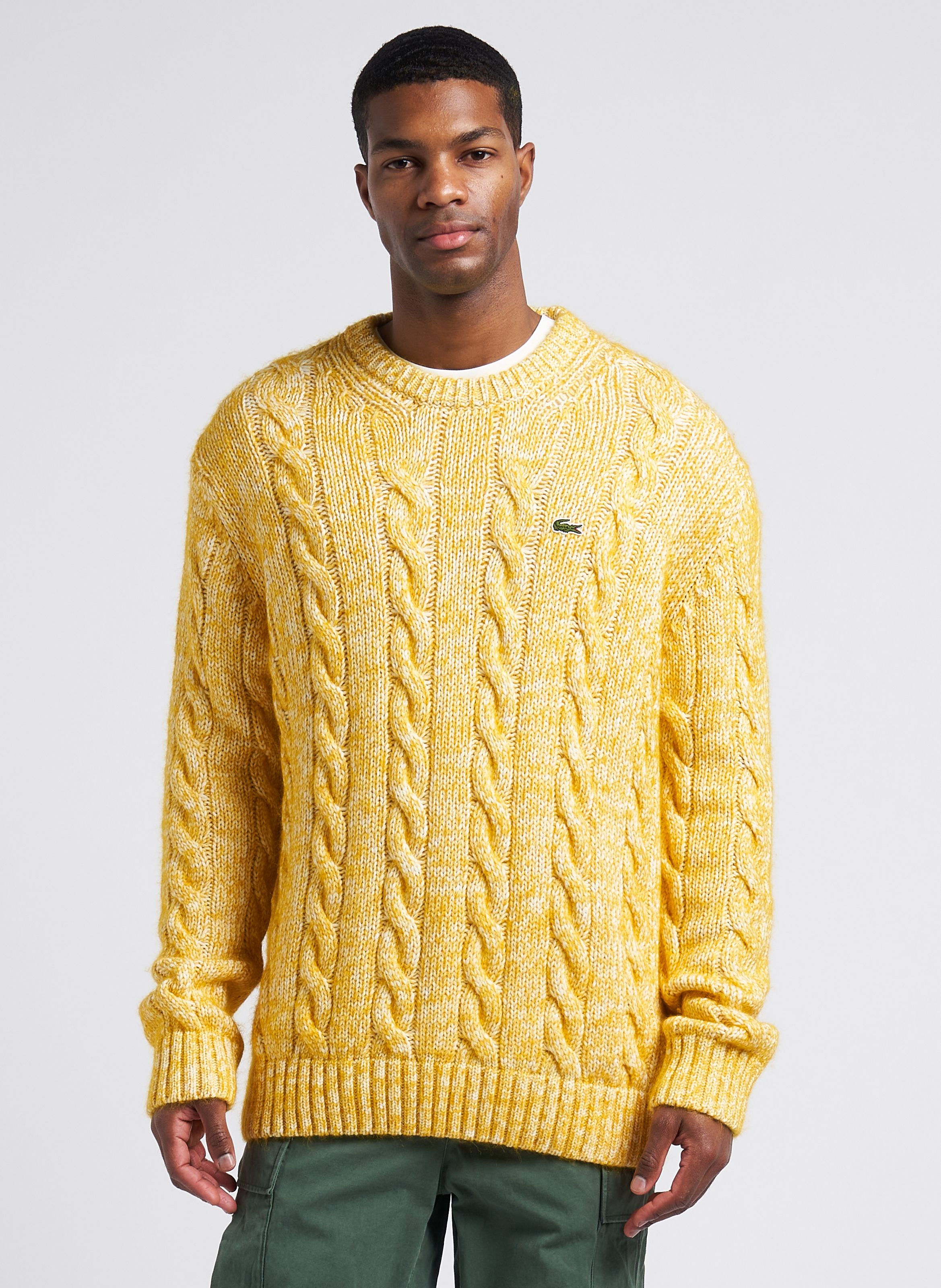 Yellow Round neck cotton blend sweater