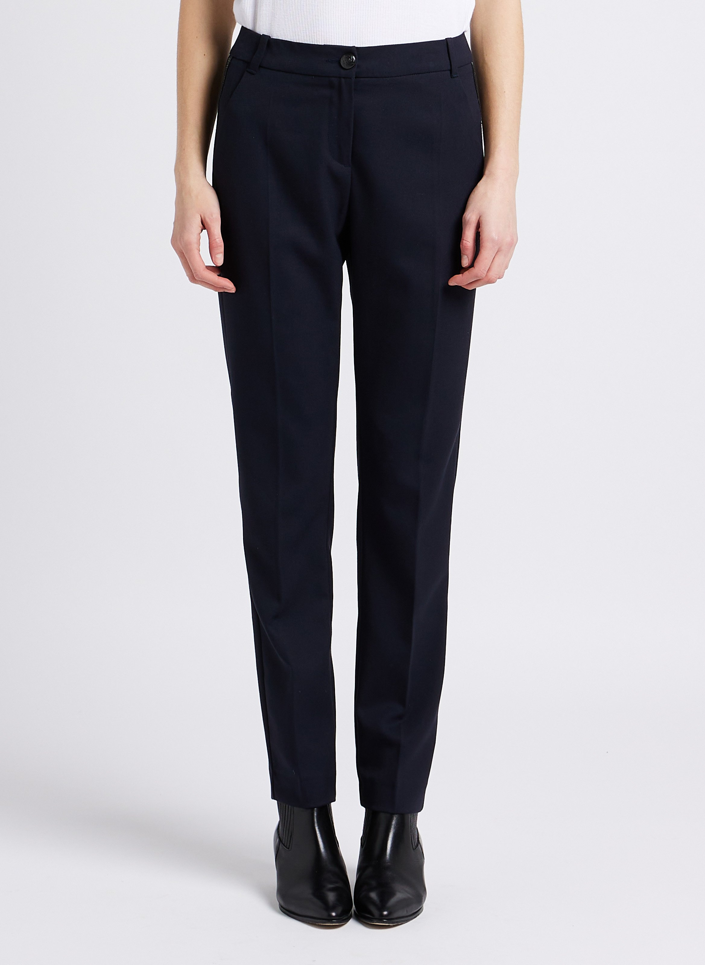 Pantalon a pinces carotte taille haute Bleu