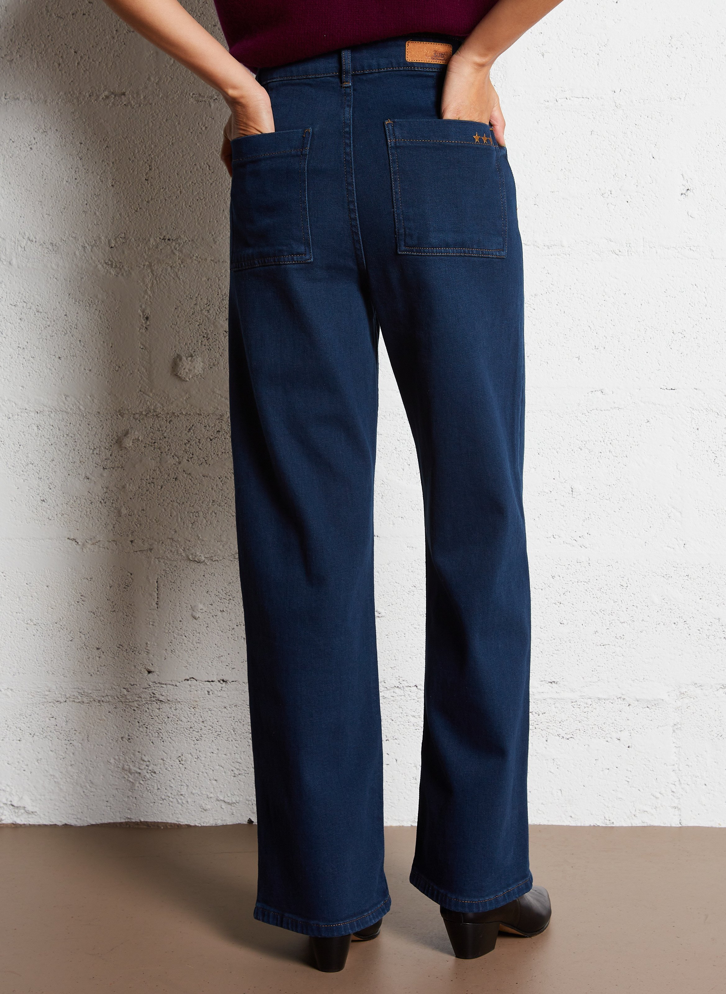 High-rise cotton-blend bootcut jeans SUD EXPRESS Blue