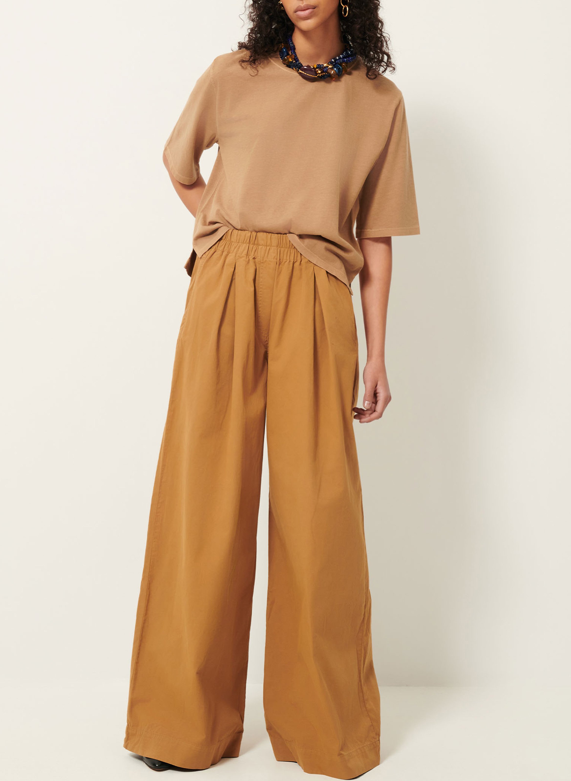 Oversized cotton T-shirt SESSUN Beige