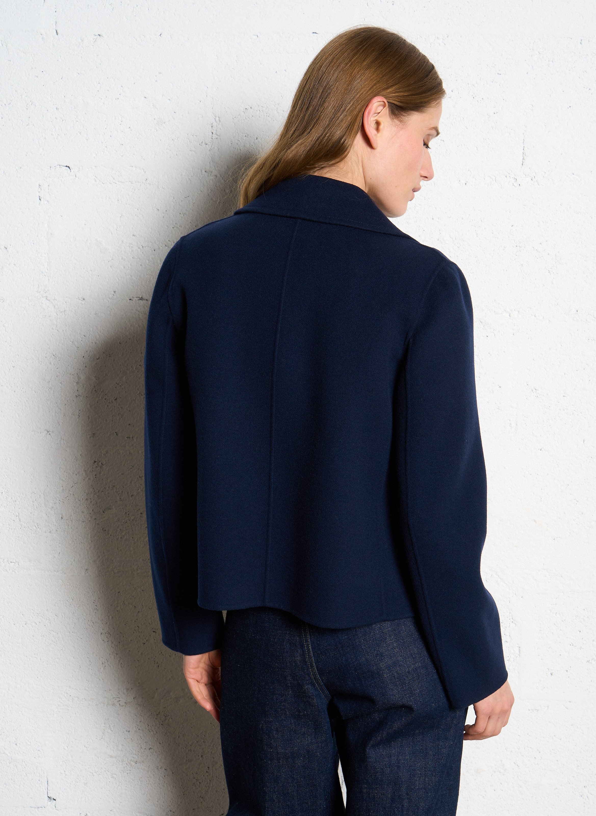 S Max Mara カジュアルジャケット 紺 4214224N0028 Korte caban van gemengde wol Bleu Max Mara Week End - Dames