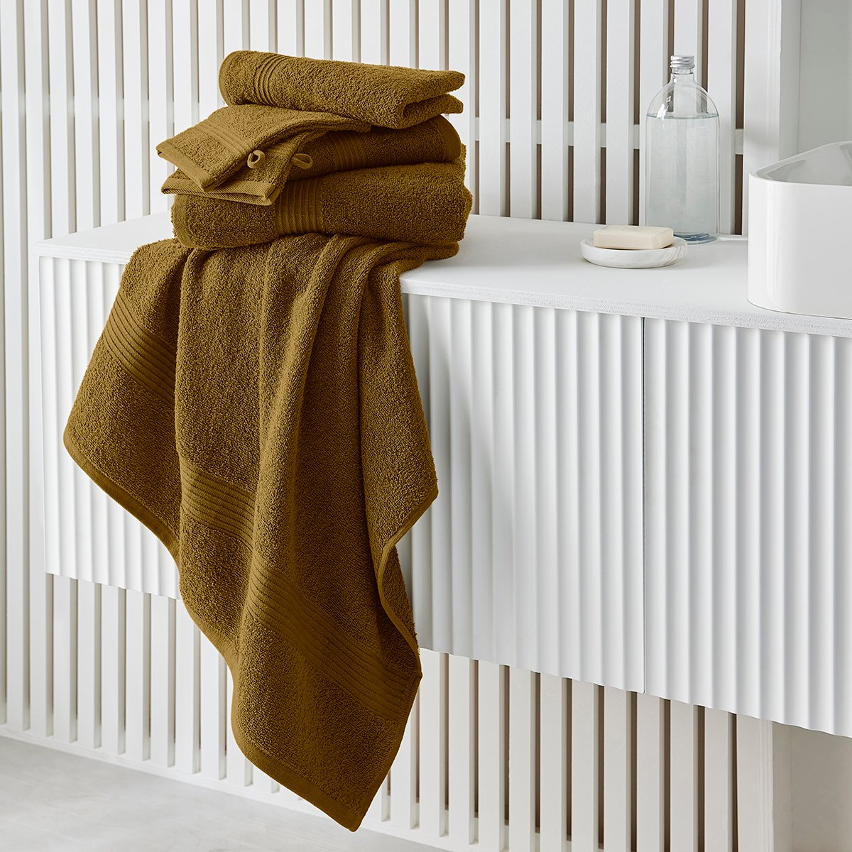 Set of 2 cotton bath towels TODAY LINGE DE MAISON Brown