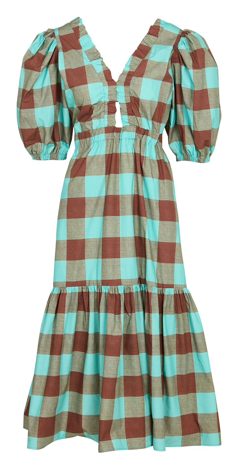 Fitted cotton V-neck maxi dress DR BLOOM Brown