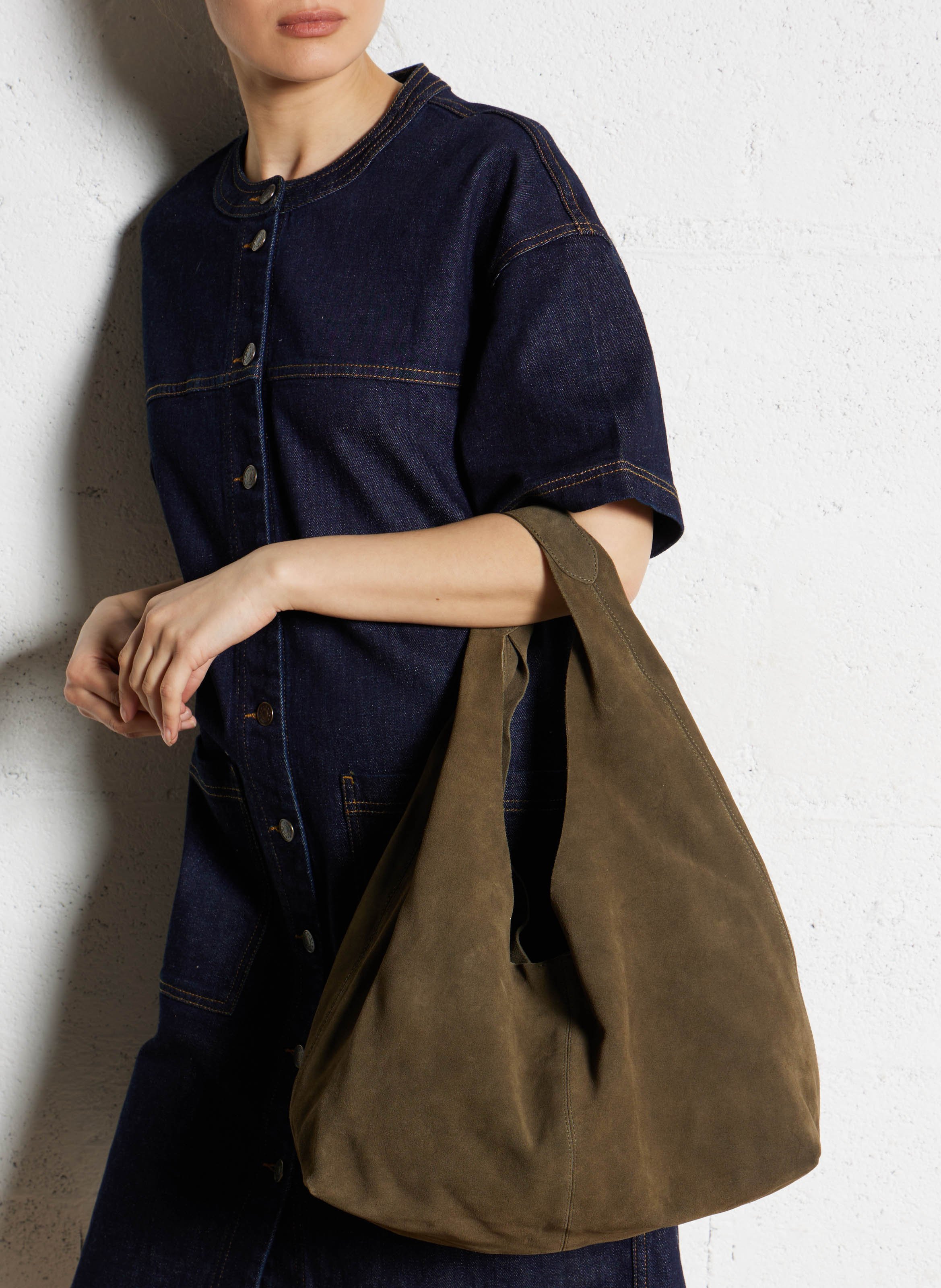 A-line leather skirt IKKS Khaki