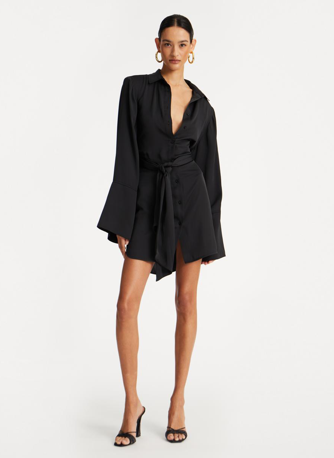 Robe courte col classique ROTATE Black