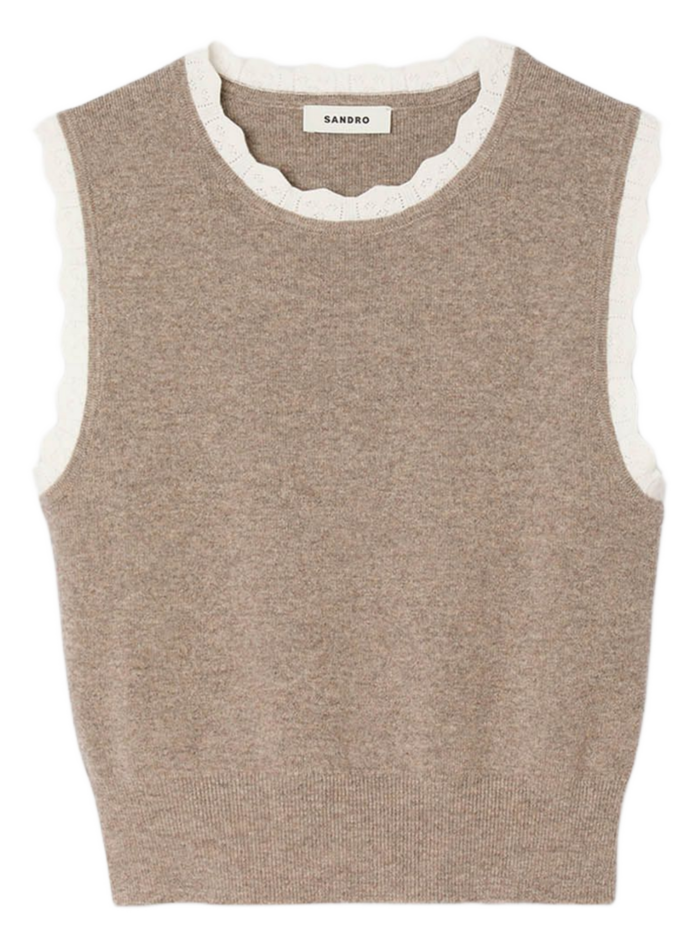 Pull court sans manches en laine mélangée SANDRO Beige